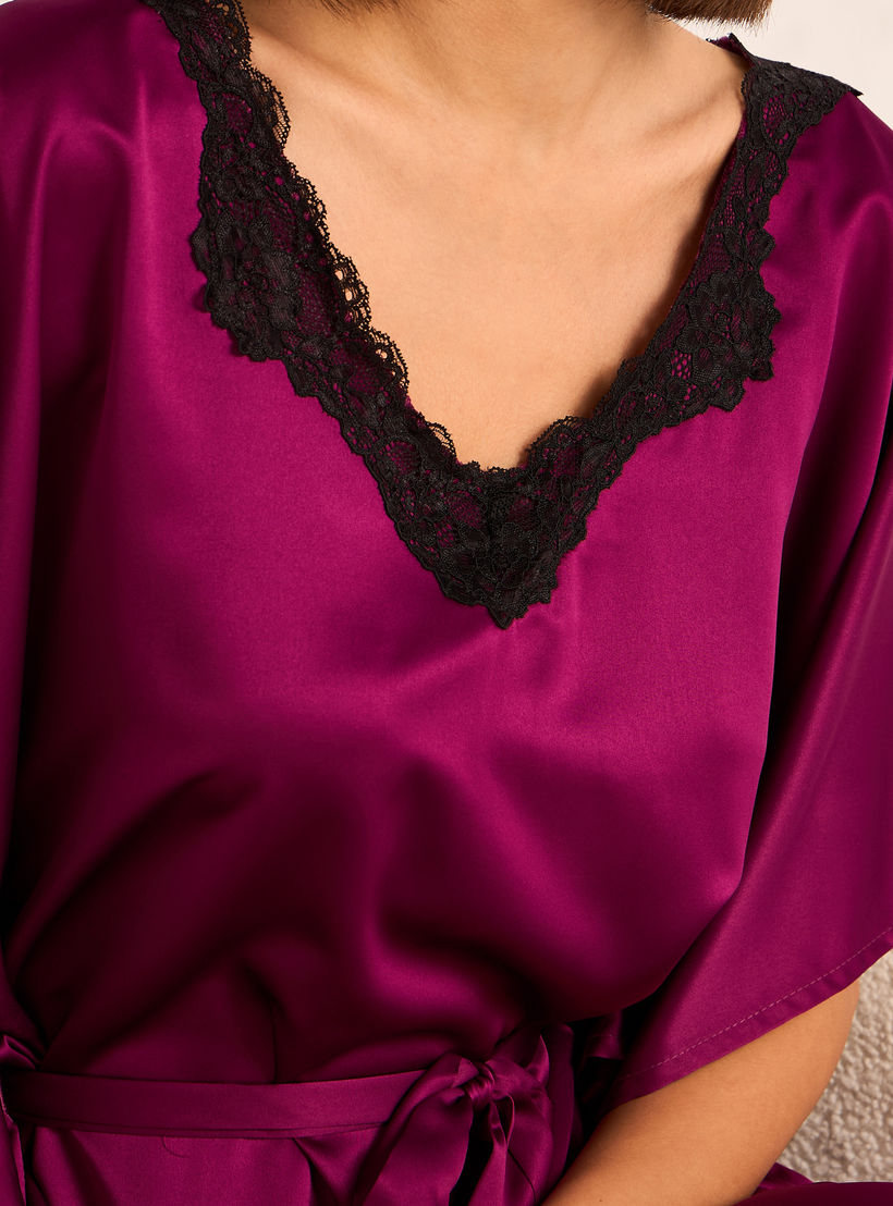 قميص نوم بأكمام قصيرة وحزام من آدارايا-women-clothing-nightwear-nighties-image-5