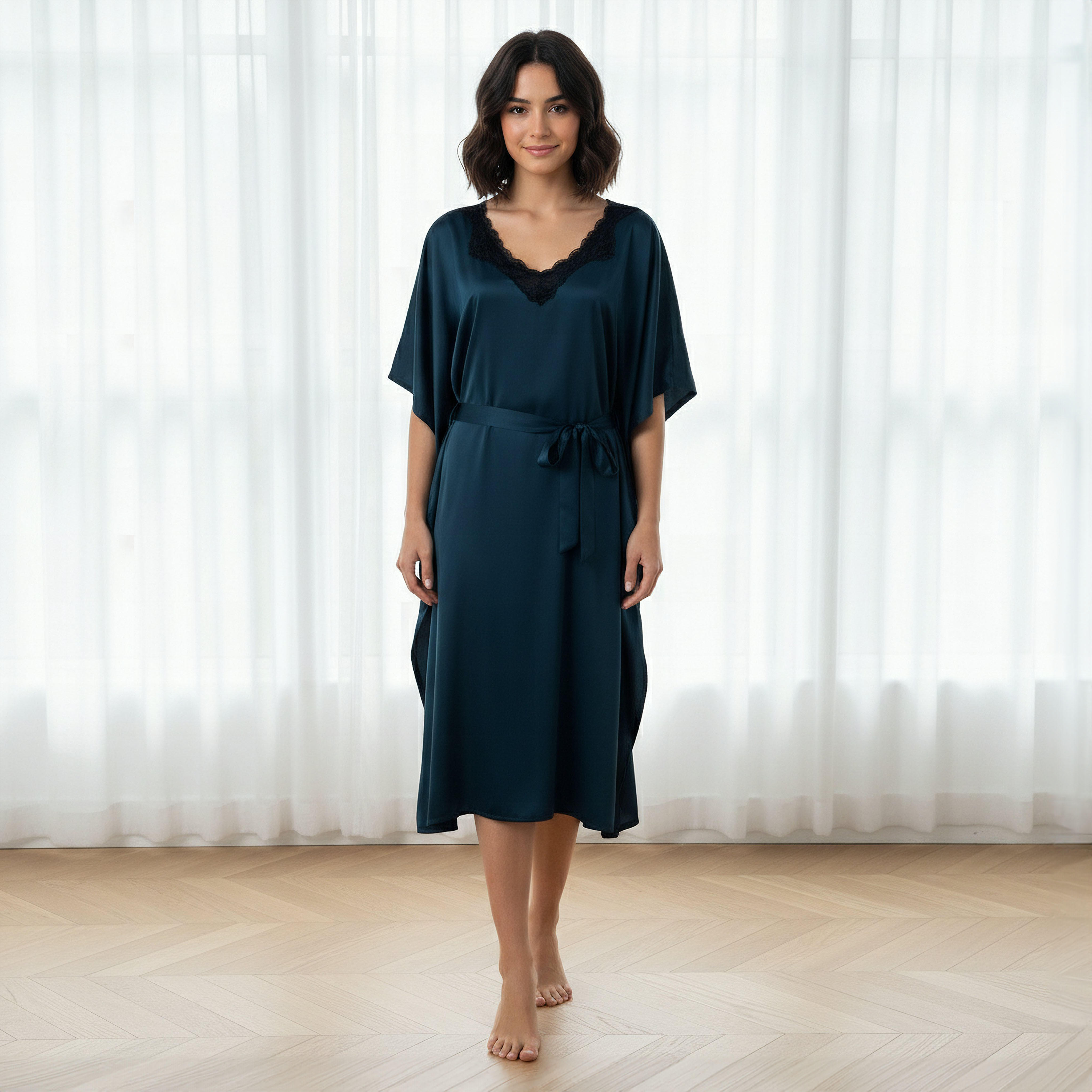 قميص نوم بأكمام قصيرة وحزام من آدارايا-women-clothing-nightwear-nighties-image-1