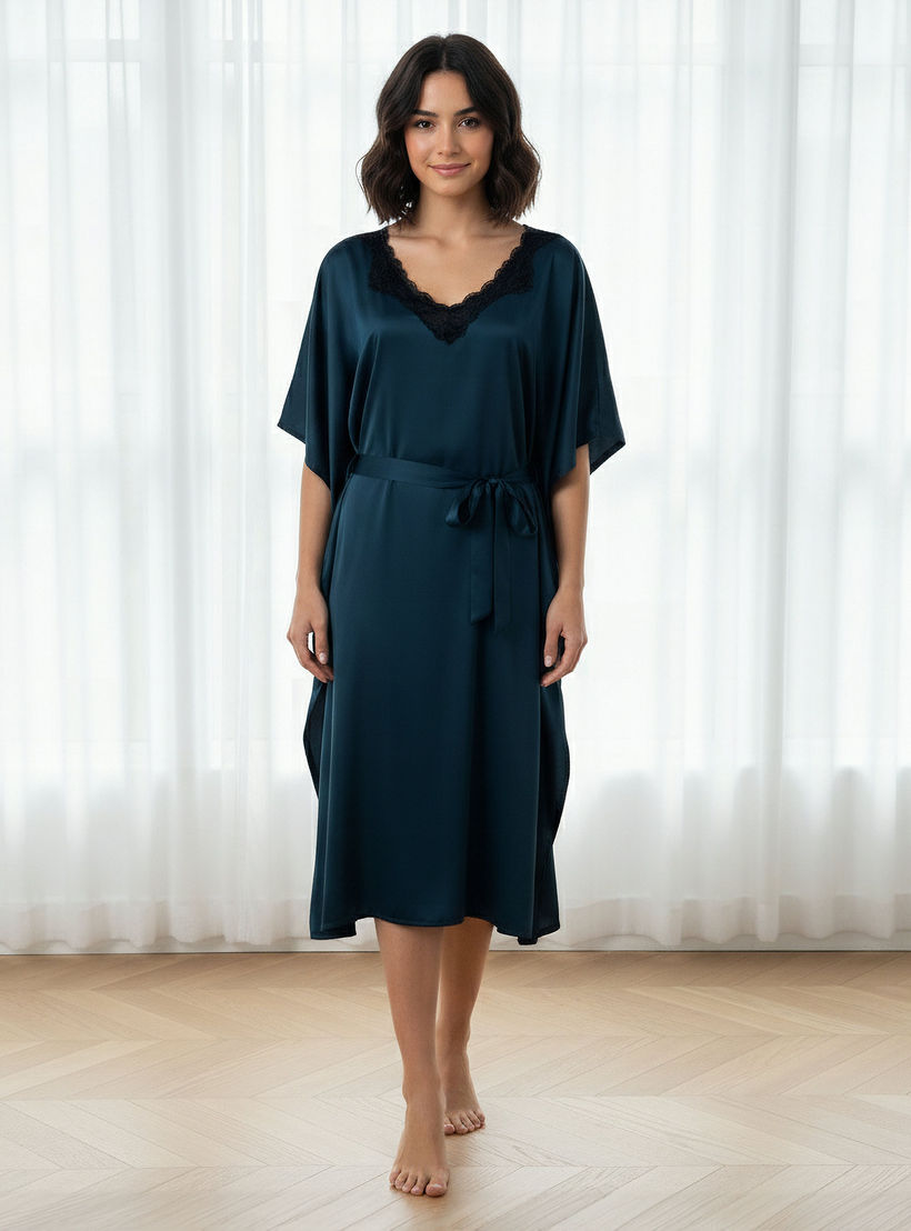 قميص نوم بأكمام قصيرة وحزام من آدارايا-women-clothing-nightwear-nighties-image-1