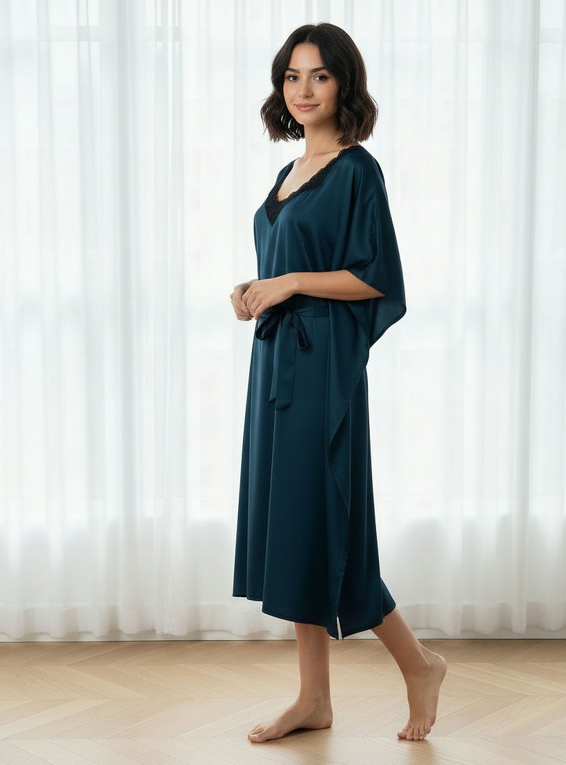 قميص نوم بأكمام قصيرة وحزام من آدارايا-women-clothing-nightwear-nighties-image-2