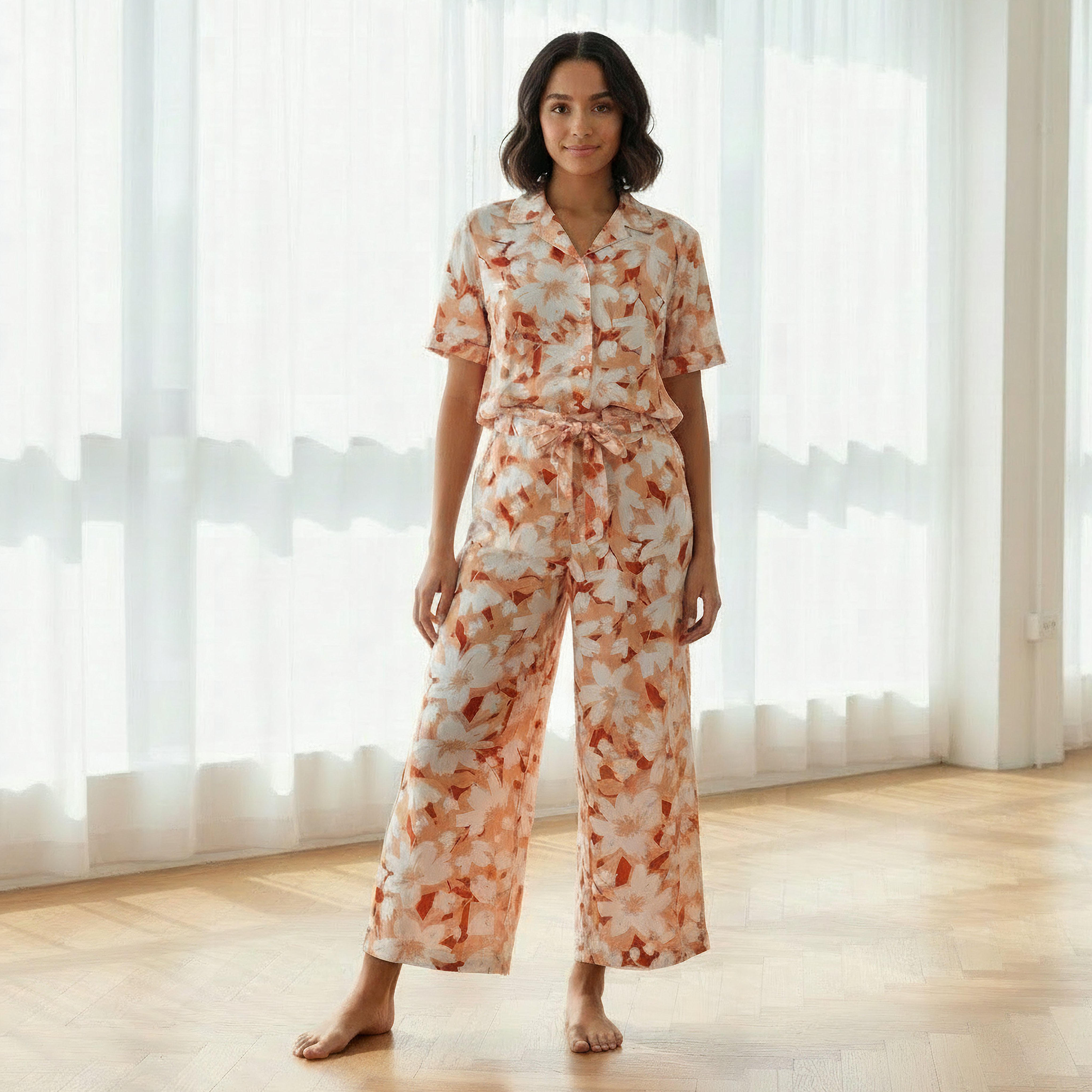 Aadaraya Pyjama Set Button-Down Shirt & Trousers-women-clothing-nightwear-pyjamas-longsets-image-1