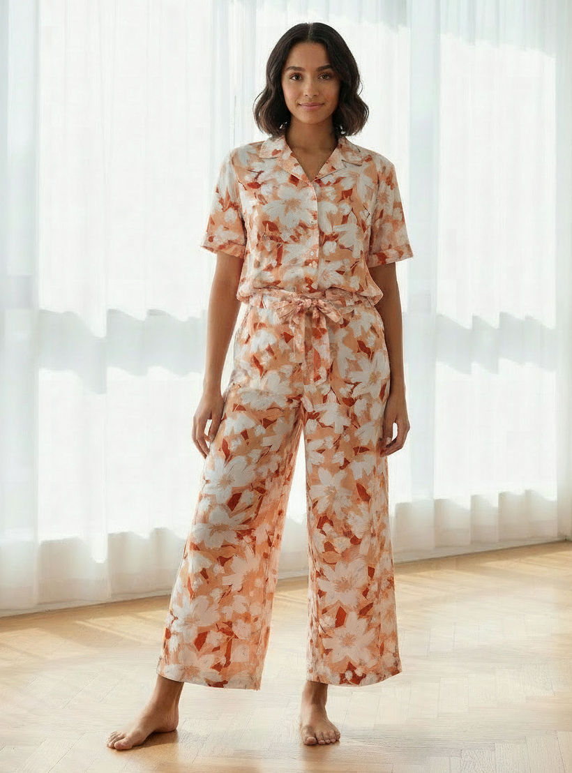Aadaraya Pyjama Set Button-Down Shirt & Trousers-women-clothing-nightwear-pyjamas-longsets-image-1