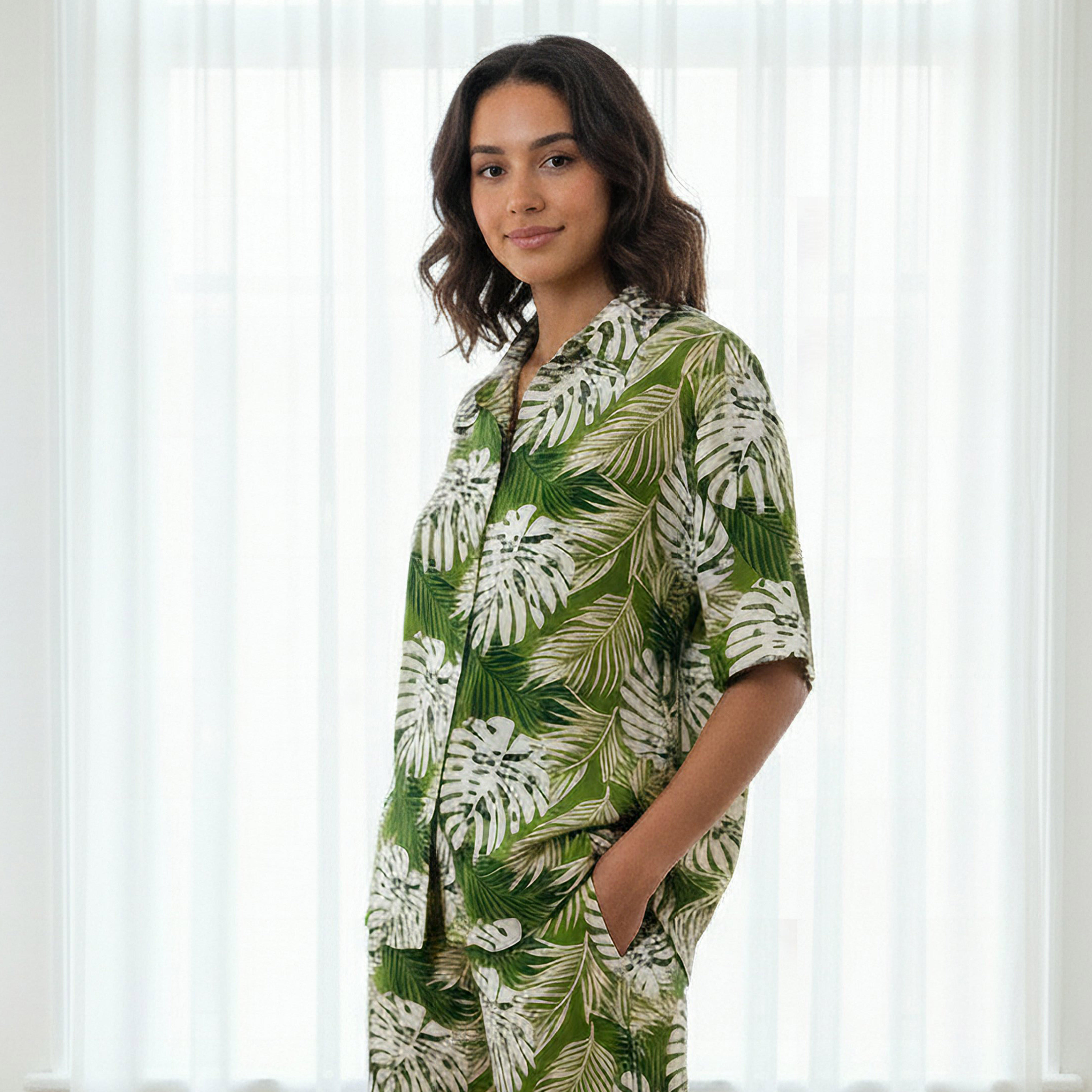 Aadaraya Pyjama Set Button-Down Shirt & Trousers-women-clothing-nightwear-pyjamas-longsets-image-2