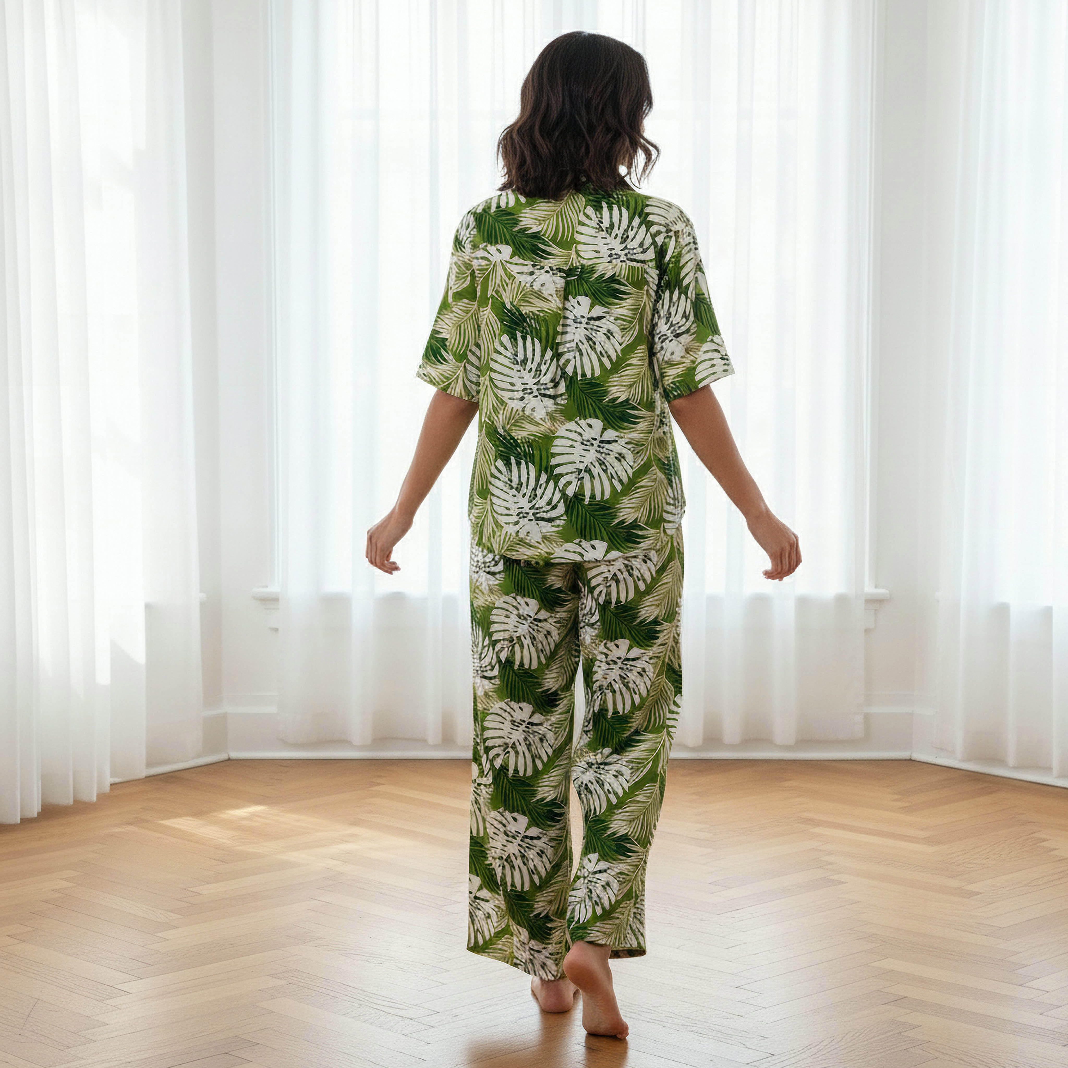 طقم بيجاما بقميص بأزرار وبنطلون من أدارايا-women-clothing-nightwear-pyjamas-longsets-image-3