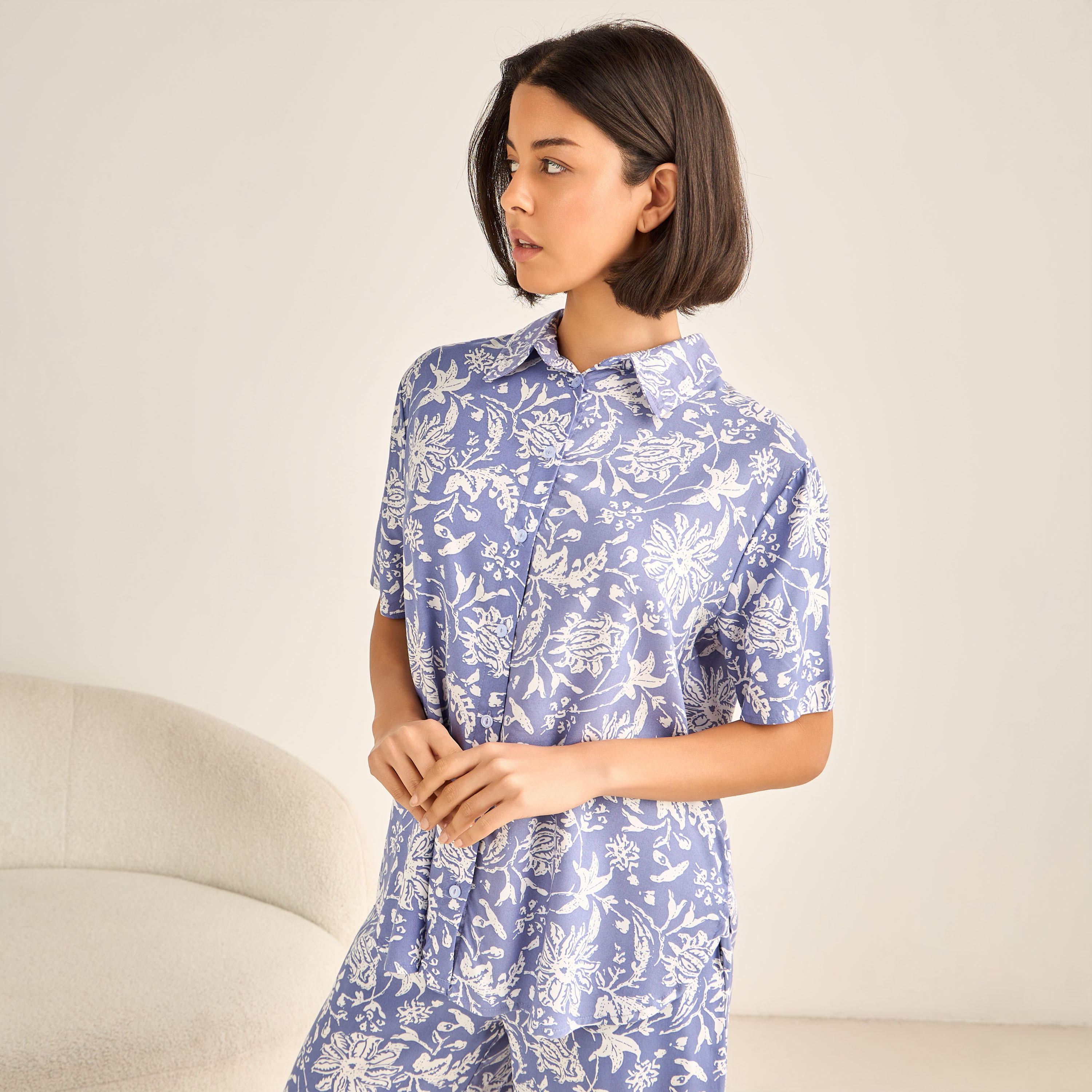 Aadaraya Pyjama Set Button-Down Shirt & Trousers-women-clothing-nightwear-pyjamas-longsets-image-2