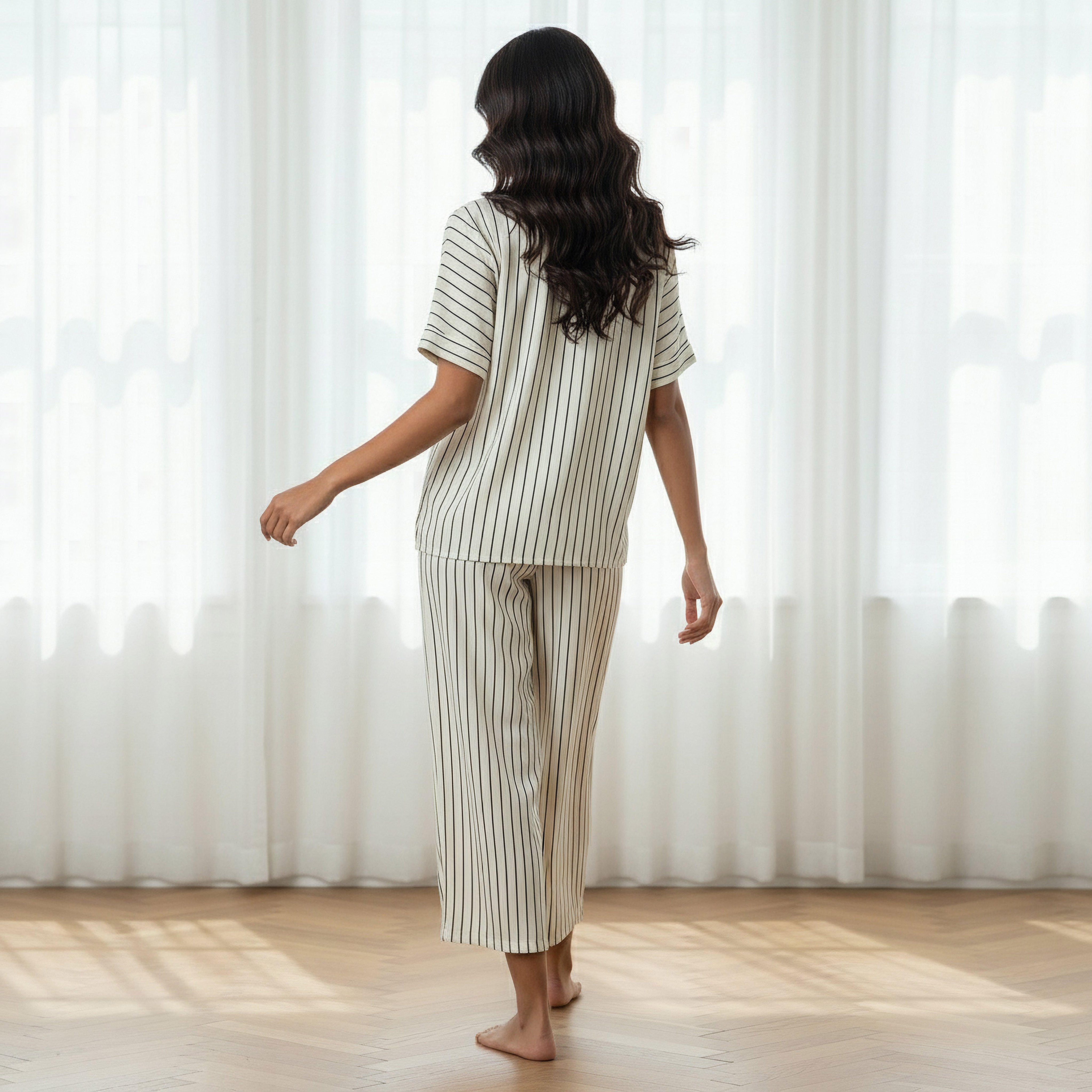 طقم قميص بأزرار وبنطلون بيجاما من آدارايا-women-clothing-nightwear-pyjamas-longsets-image-3