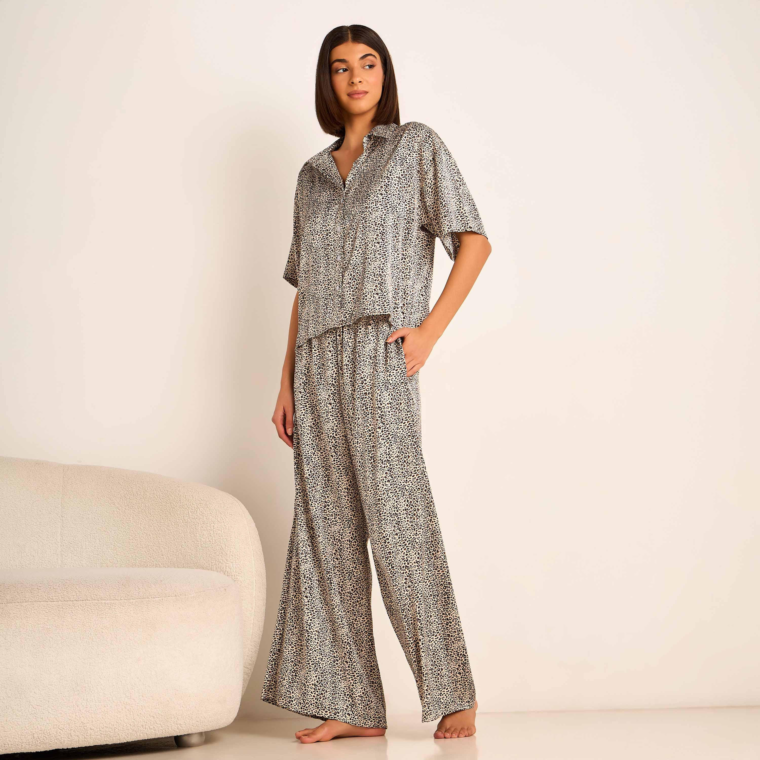 Aadaraya Pyjama Set Button-Down Shirt & Trousers-women-clothing-nightwear-pyjamas-longsets-image-1