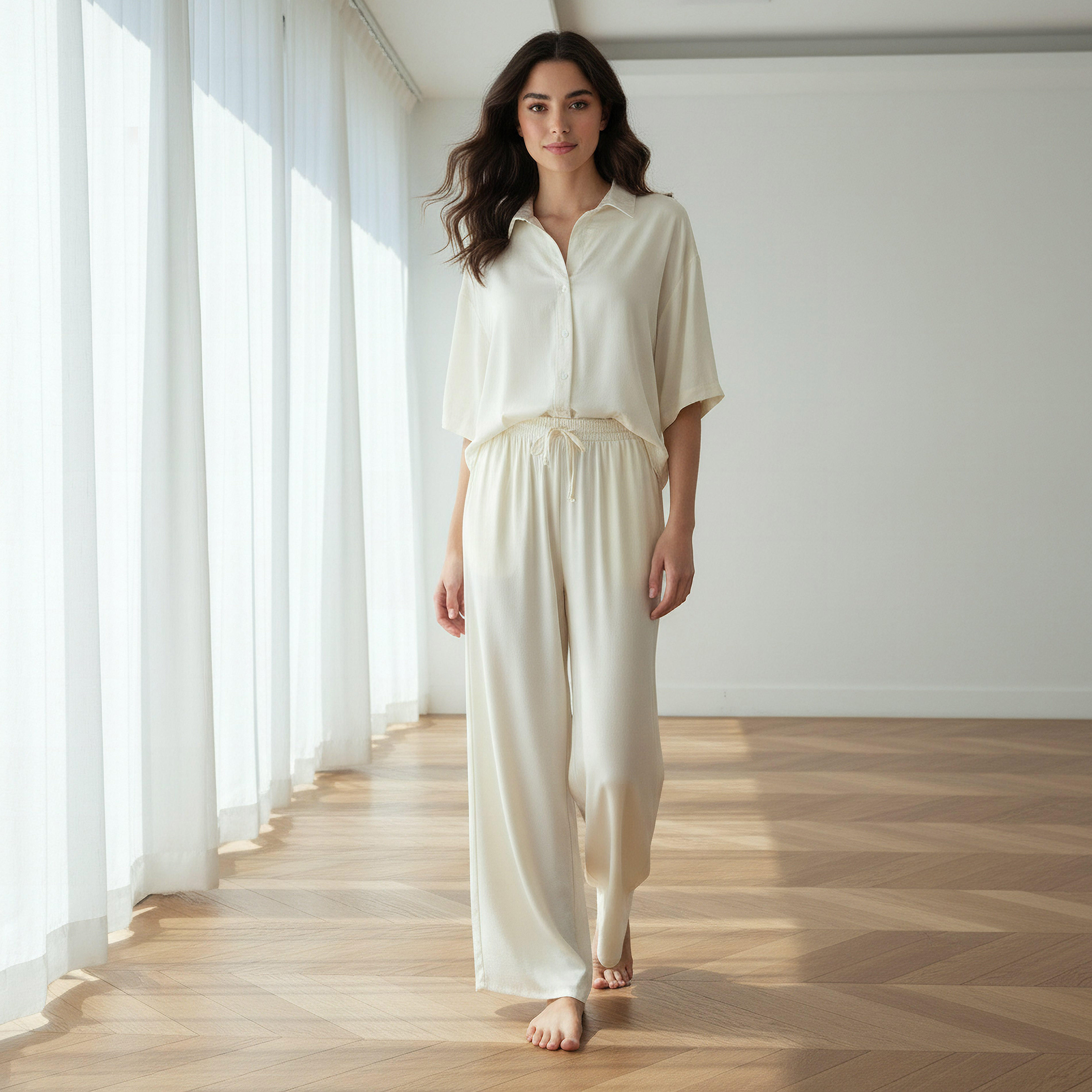 Aadaraya Pyjama Set Button-Down Shirt & Trousers-women-clothing-nightwear-pyjamas-longsets-image-1