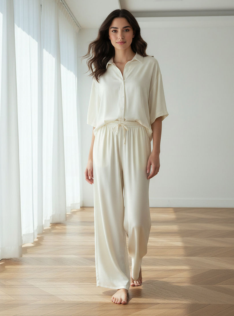Aadaraya Pyjama Set Button-Down Shirt & Trousers-women-clothing-nightwear-pyjamas-longsets-image-1