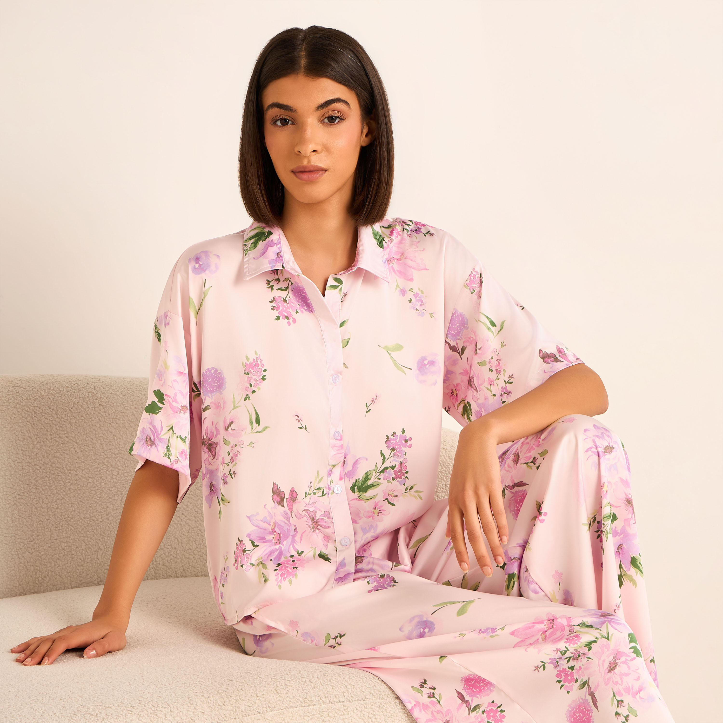 Aadaraya Pyjama Set Button-Down Shirt & Trousers-women-clothing-nightwear-pyjamas-longsets-image-2