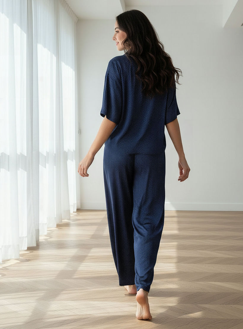 طقم بيجاما بنطلون وقميص بأزرار من أدارايا-women-clothing-nightwear-pyjamas-longsets-image-3