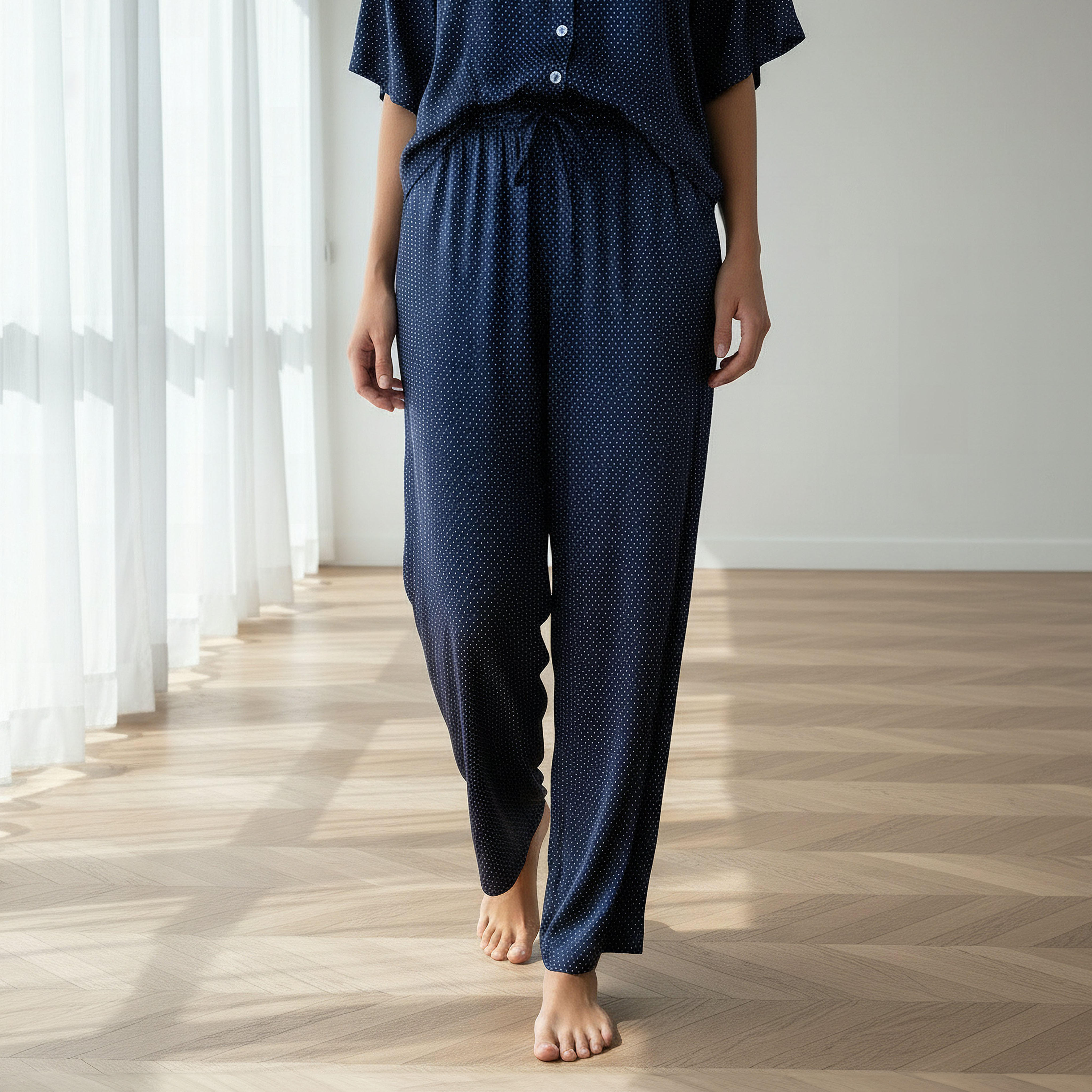 طقم بيجاما بنطلون وقميص بأزرار من أدارايا-women-clothing-nightwear-pyjamas-longsets-image-4