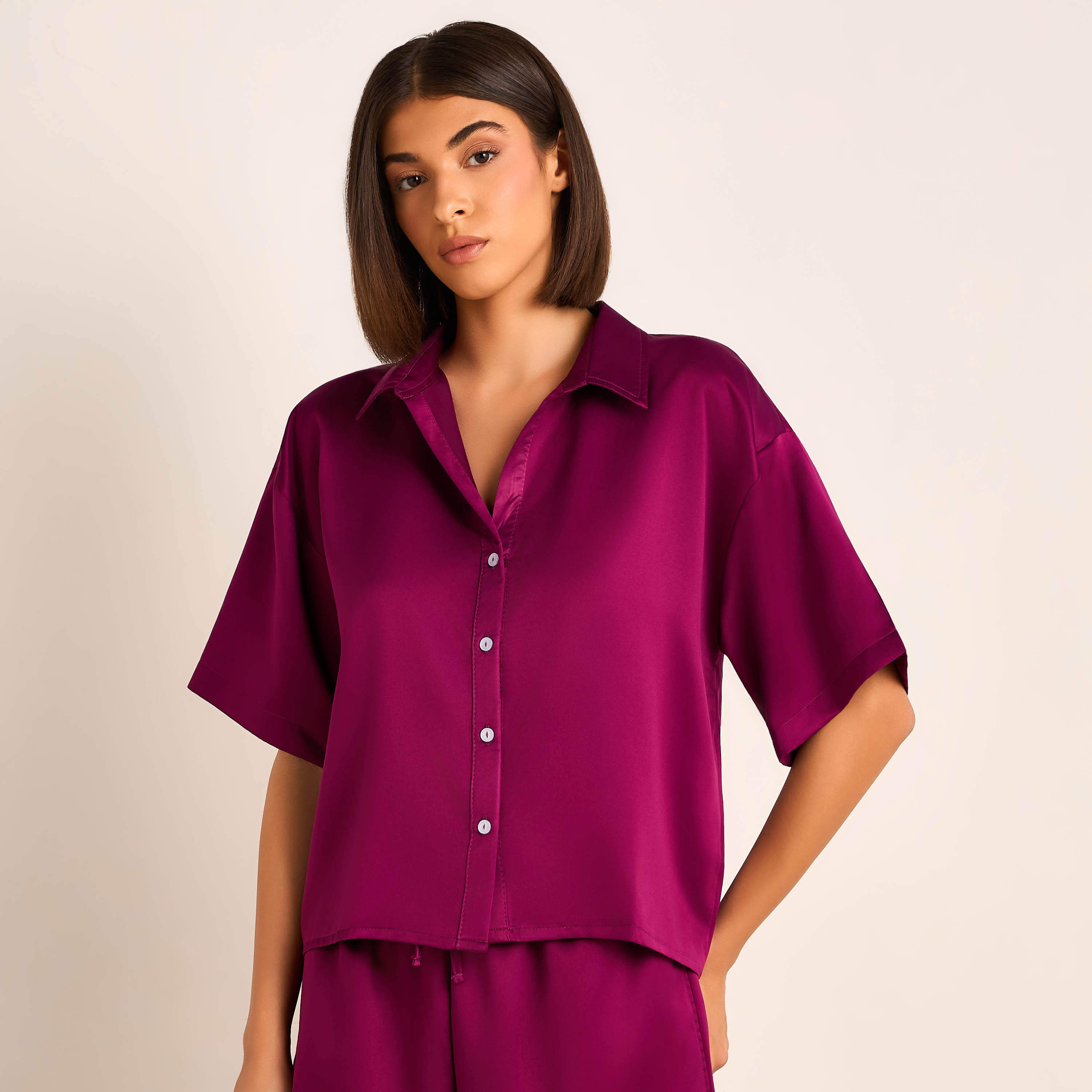 طقم بيجاما بنطلون وقميص بأزرار من أدارايا-women-clothing-nightwear-pyjamas-longsets-image-5