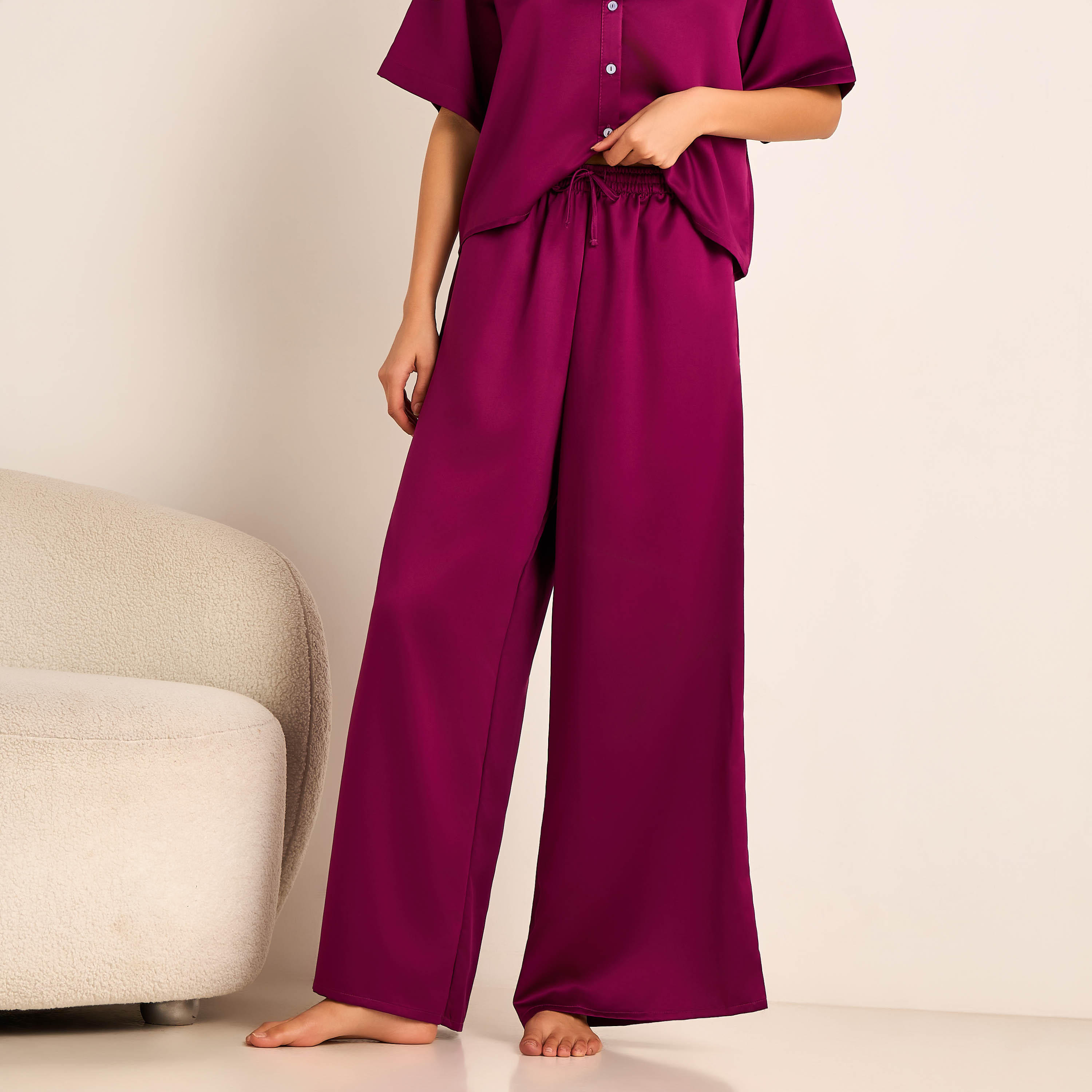 طقم بيجاما بنطلون وقميص بأزرار من أدارايا-women-clothing-nightwear-pyjamas-longsets-image-3