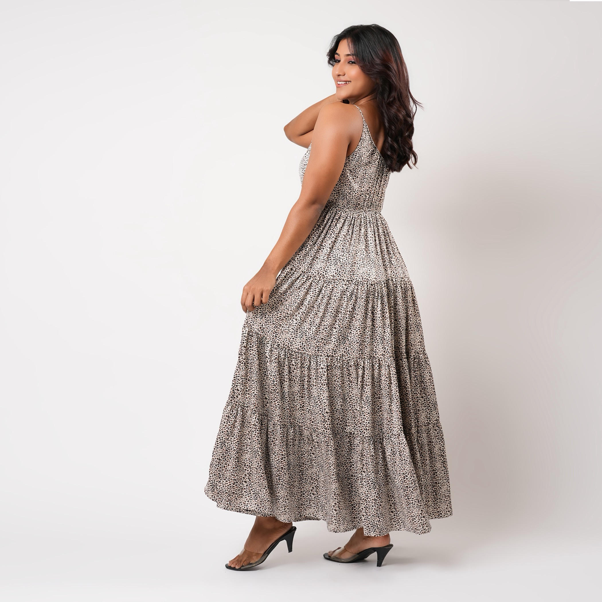Aadaraya Sleeveless Tiered Maxi Night Gown with Animal Print-women-clothing-nightwear-nighties-image-2