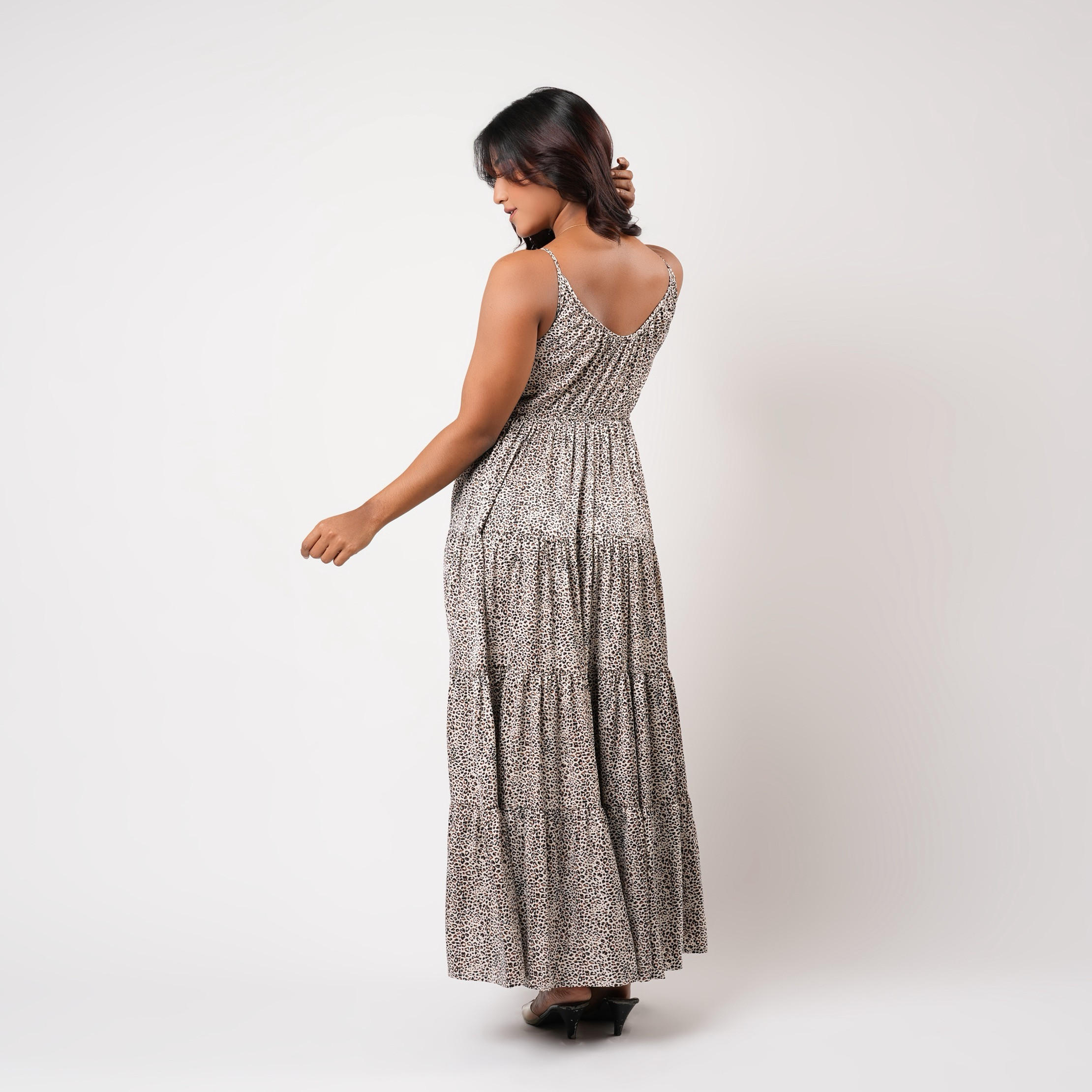 Aadaraya Sleeveless Tiered Maxi Night Gown with Animal Print-women-clothing-nightwear-nighties-image-3