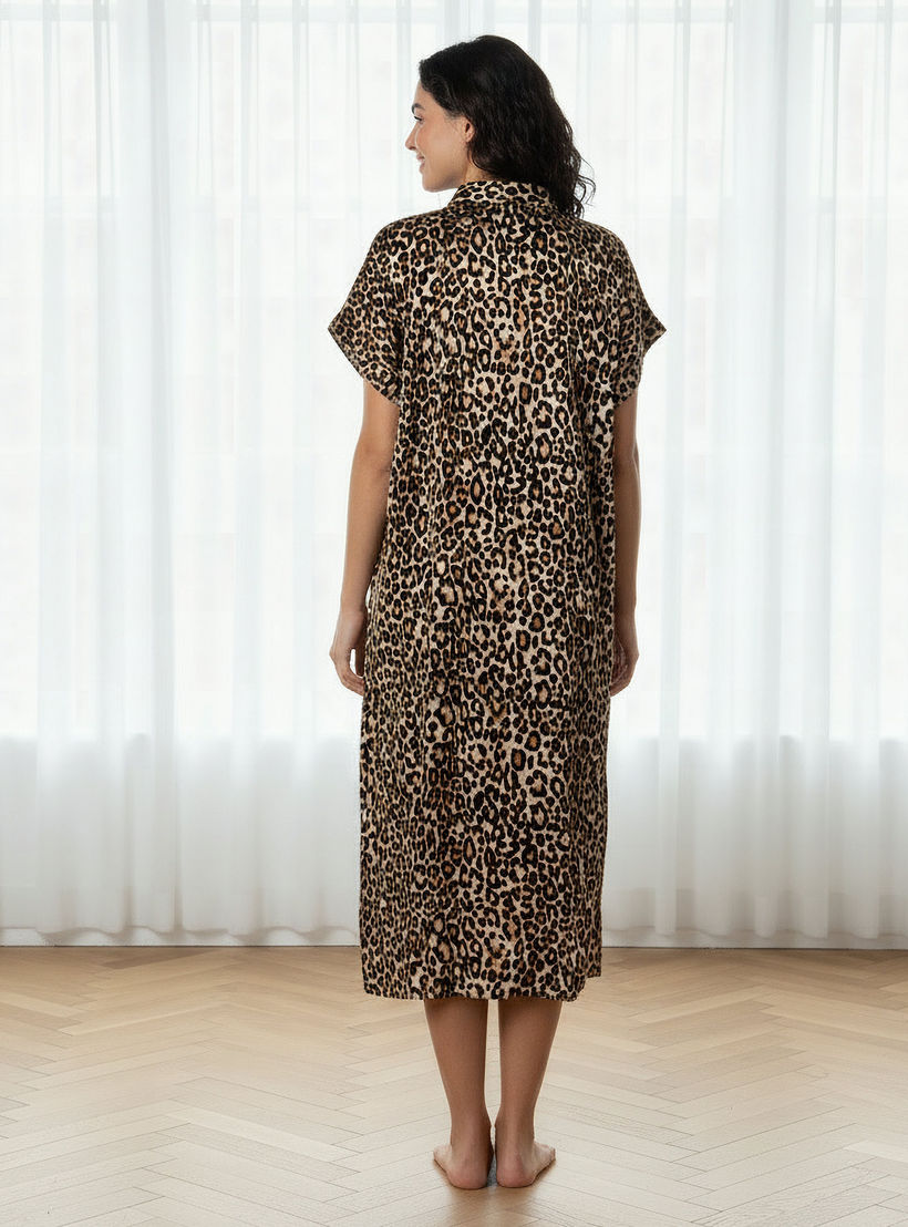فستان نوم بأكمام قصيرة بطبعات حيوانات من أدارايا-women-clothing-nightwear-nighties-image-3