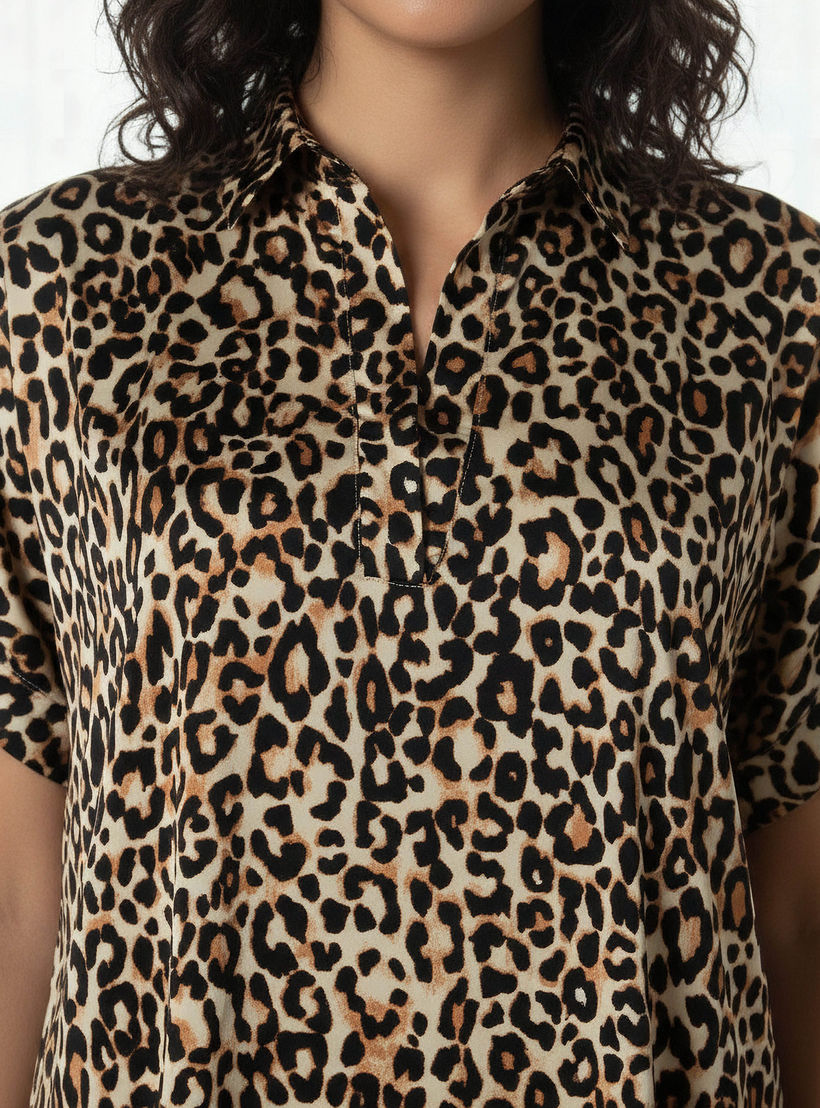 فستان نوم بأكمام قصيرة بطبعات حيوانات من أدارايا-women-clothing-nightwear-nighties-image-4
