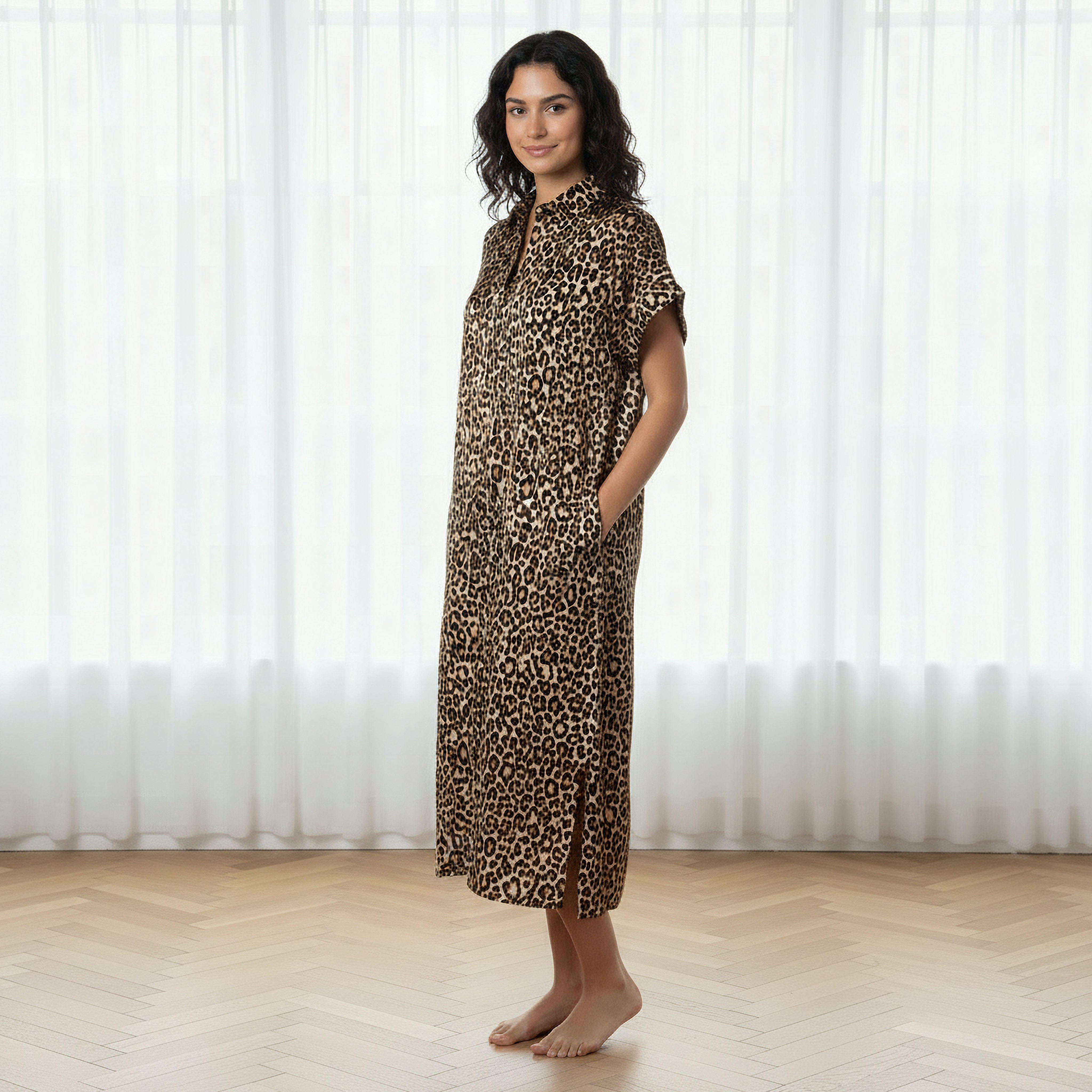 Aadaraya Night Dress Short Sleeve Animal Print-women-clothing-nightwear-nighties-image-5