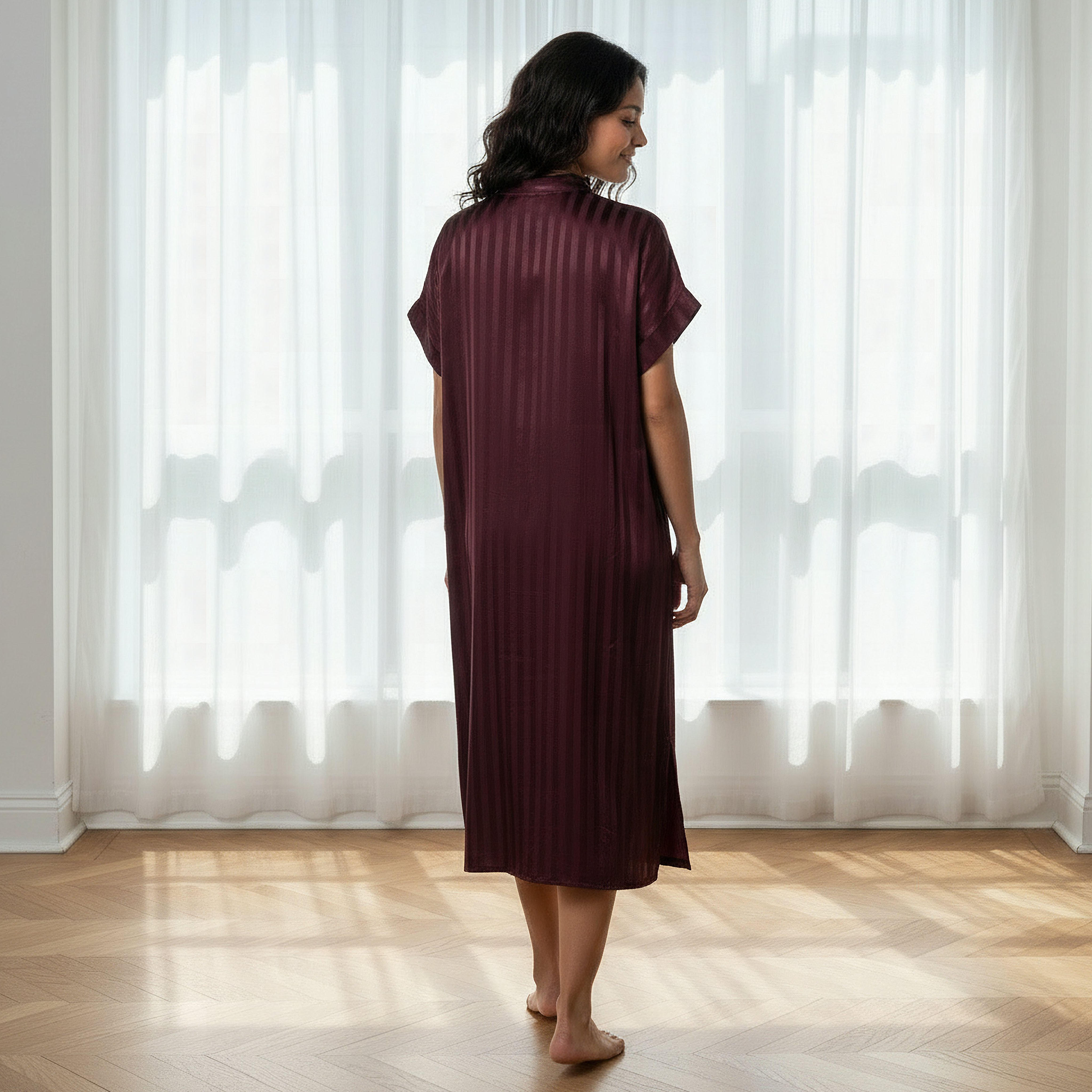 فستان نوم بأكمام قصيرة بخطوط من أدارايا-women-clothing-nightwear-nighties-image-3