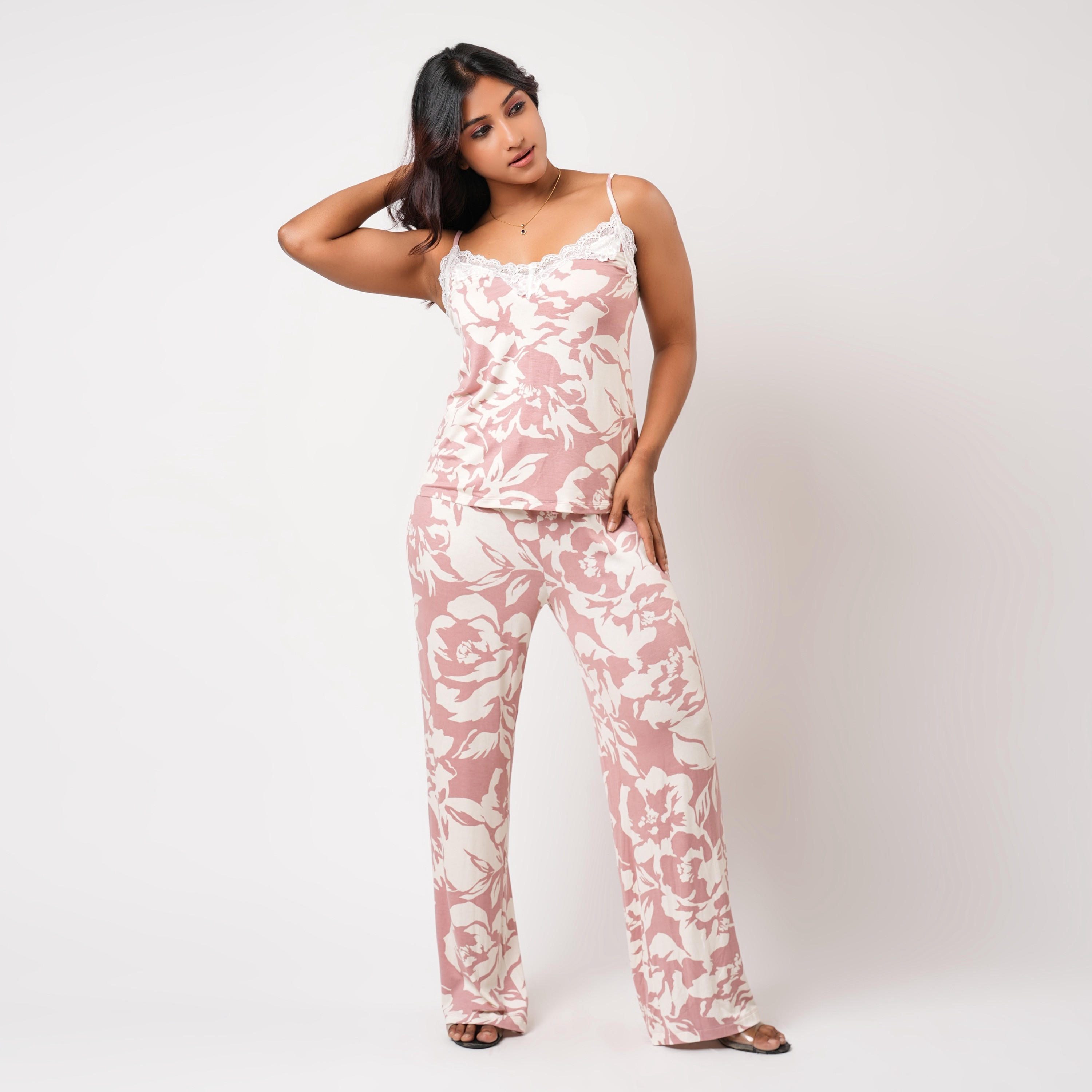 طقم بيجاما قميص داخلي وبنطلون من أدارايا-women-clothing-nightwear-pyjamas-longsets-image-4