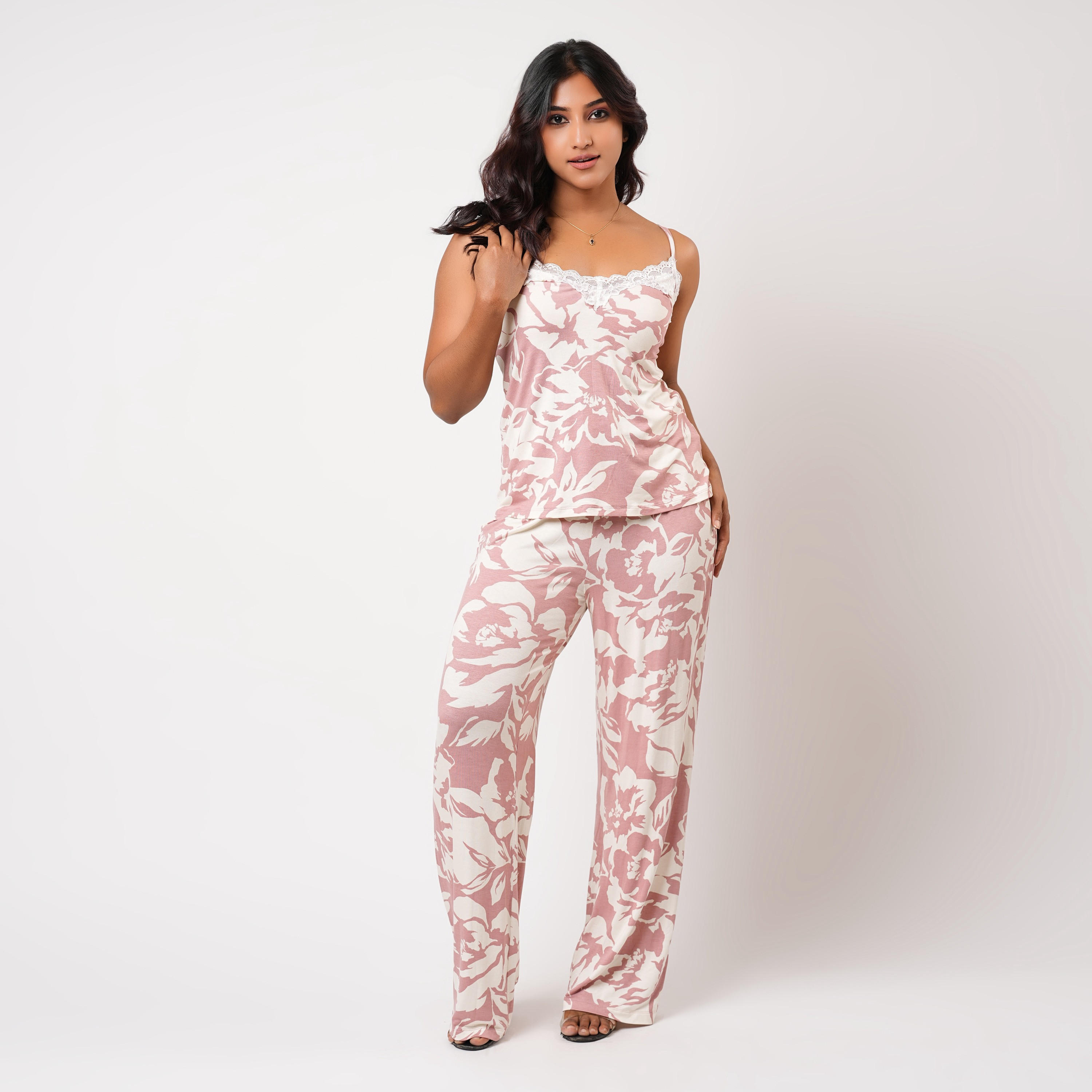 طقم بيجاما قميص داخلي وبنطلون من أدارايا-women-clothing-nightwear-pyjamas-longsets-image-3