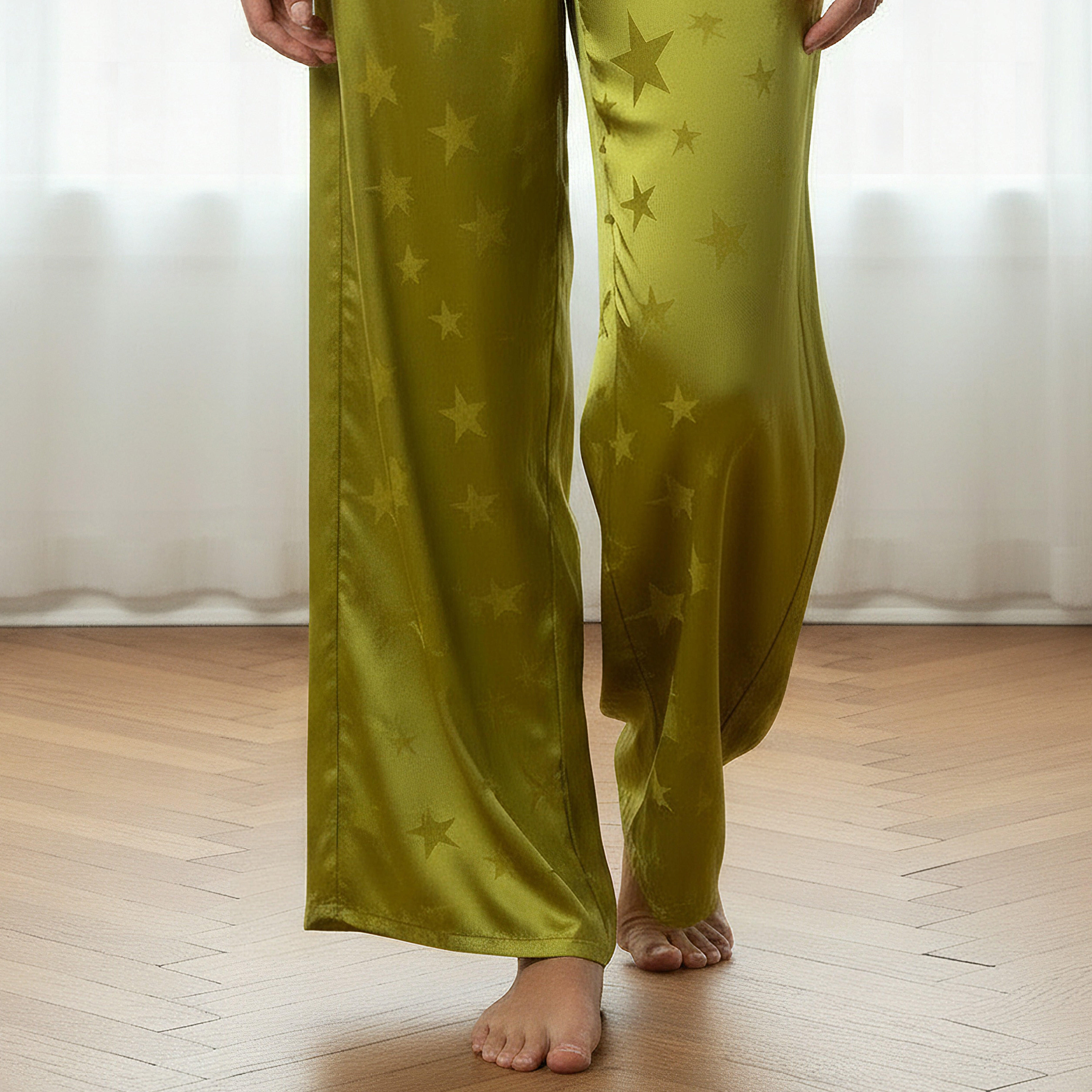 طقم بيجاما بلوزة وبنطلون واسع الساقين-women-clothing-nightwear-pyjamas-longsets-image-1
