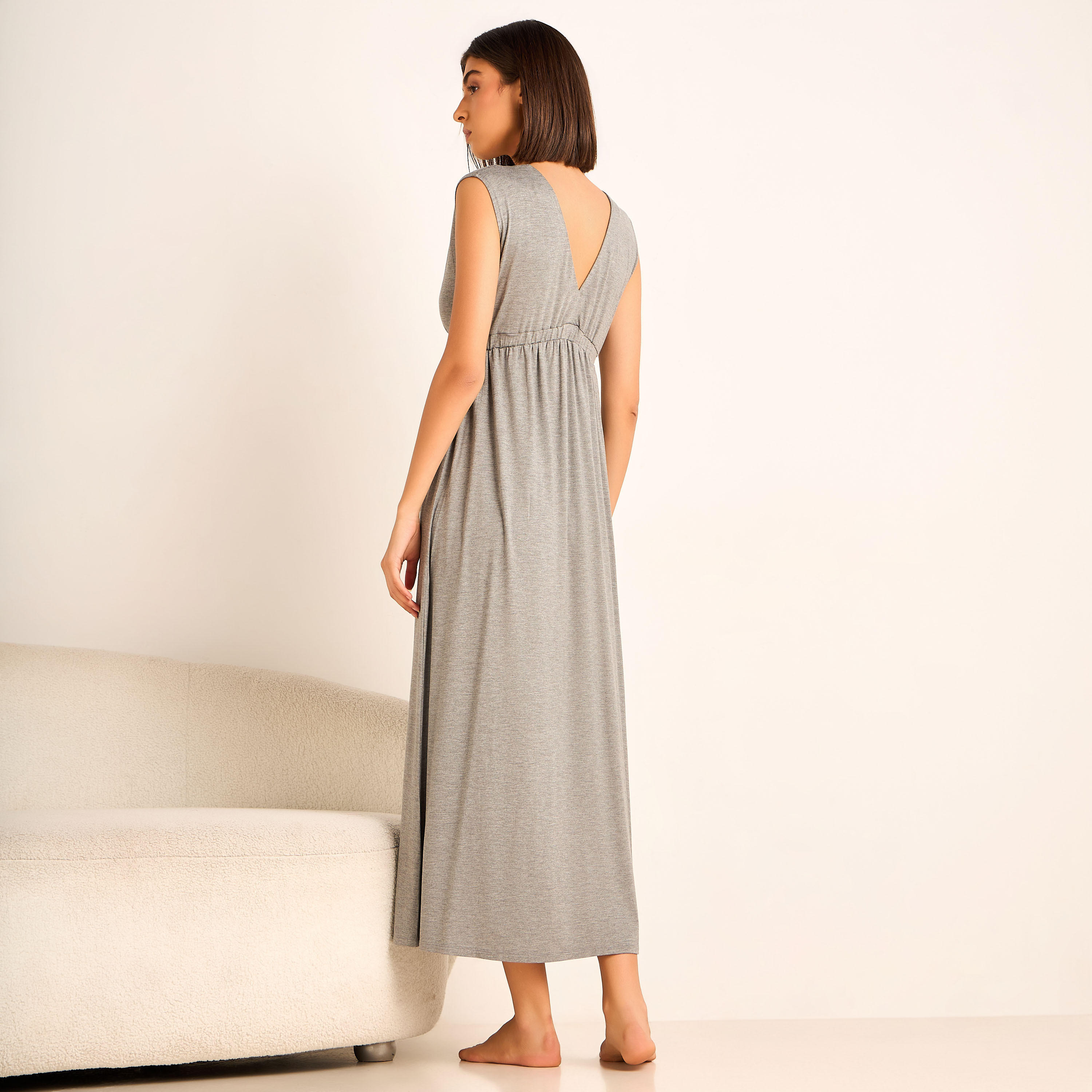 Aadaraya Night Gown Short Sleeves Lace Trim-women-clothing-nightwear-nighties-image-3
