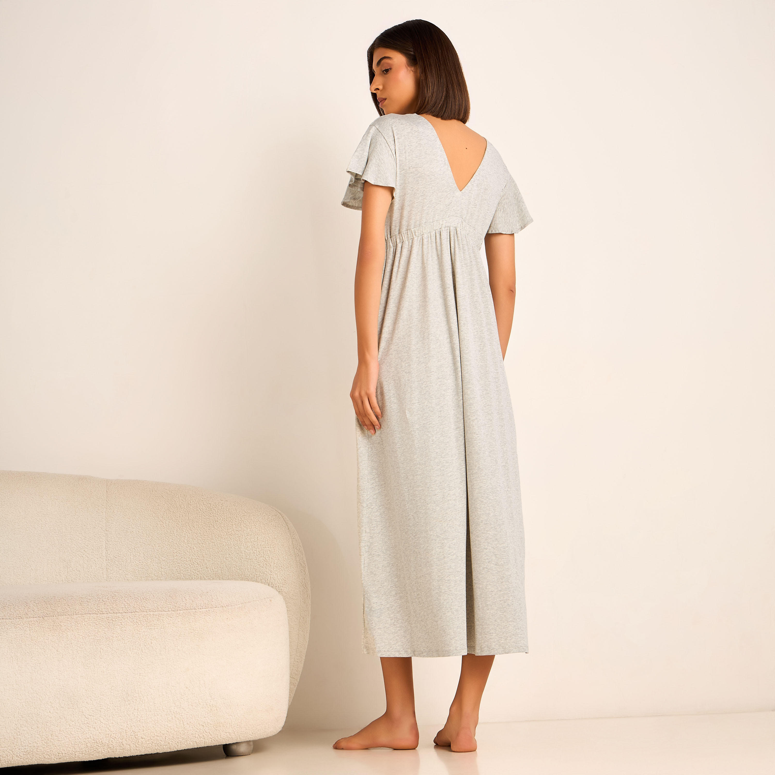 Aadaraya Night Gown Short Sleeves Lace Trim-women-clothing-nightwear-nighties-image-3