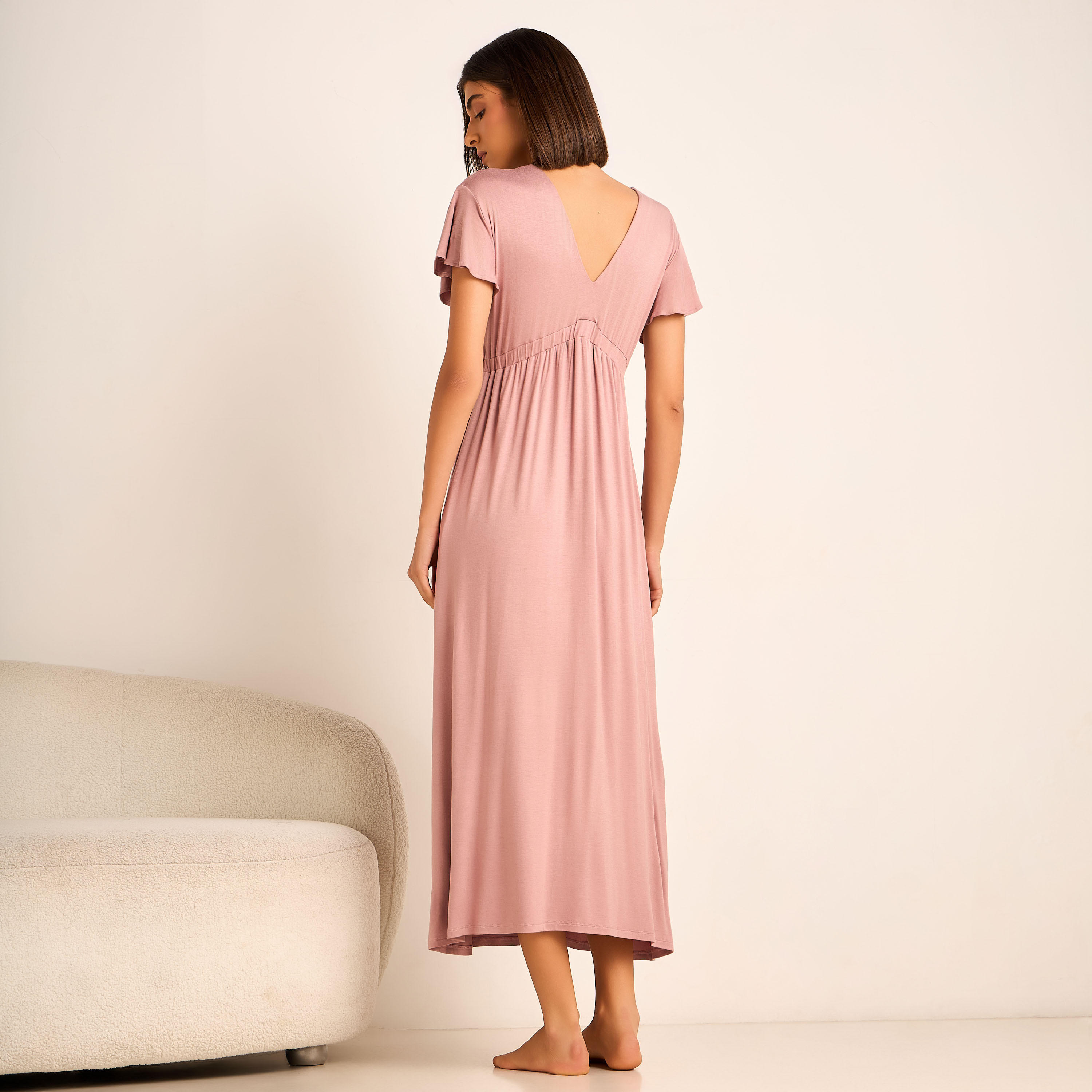 Aadaraya Night Gown Short Sleeves Lace Trim-women-clothing-nightwear-nighties-image-3