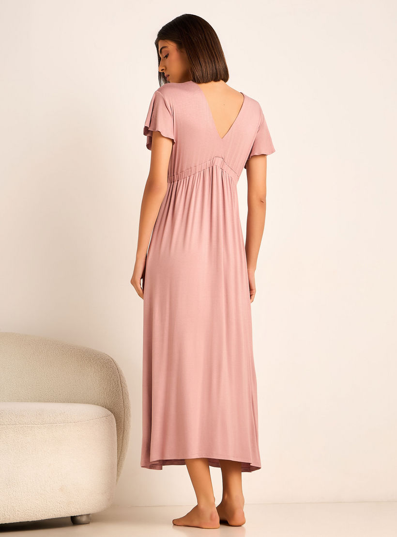 Aadaraya Night Gown Short Sleeves Lace Trim-women-clothing-nightwear-nighties-image-3