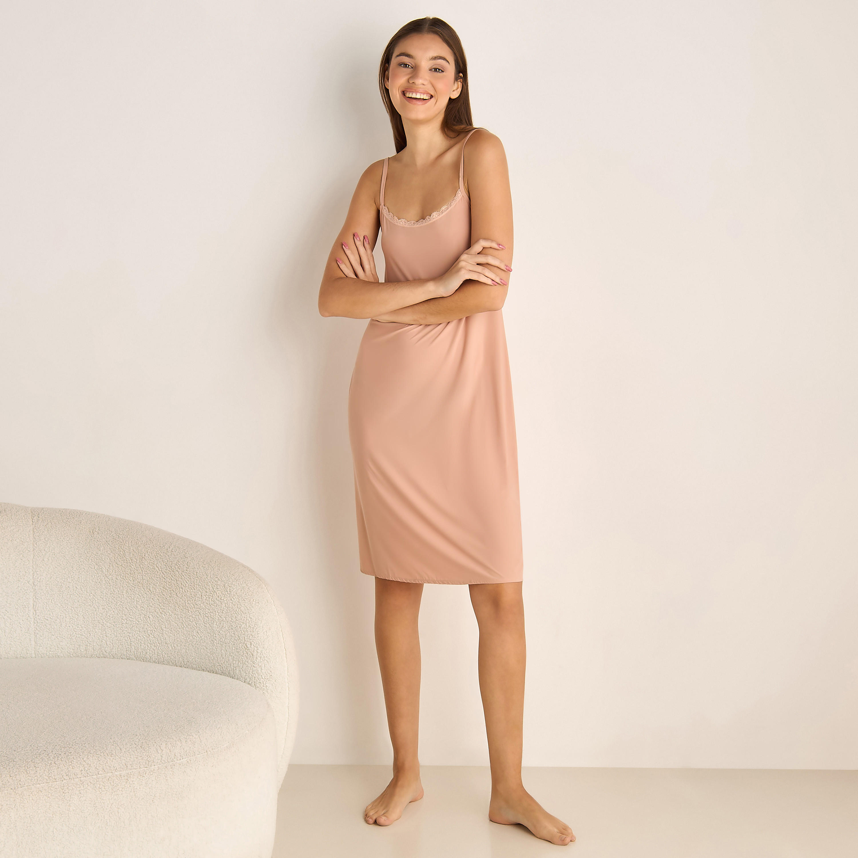 Set of 2 - Long Slip Dress Sleeveless Lace Trim-women-clothing-nightwear-nighties-image-2