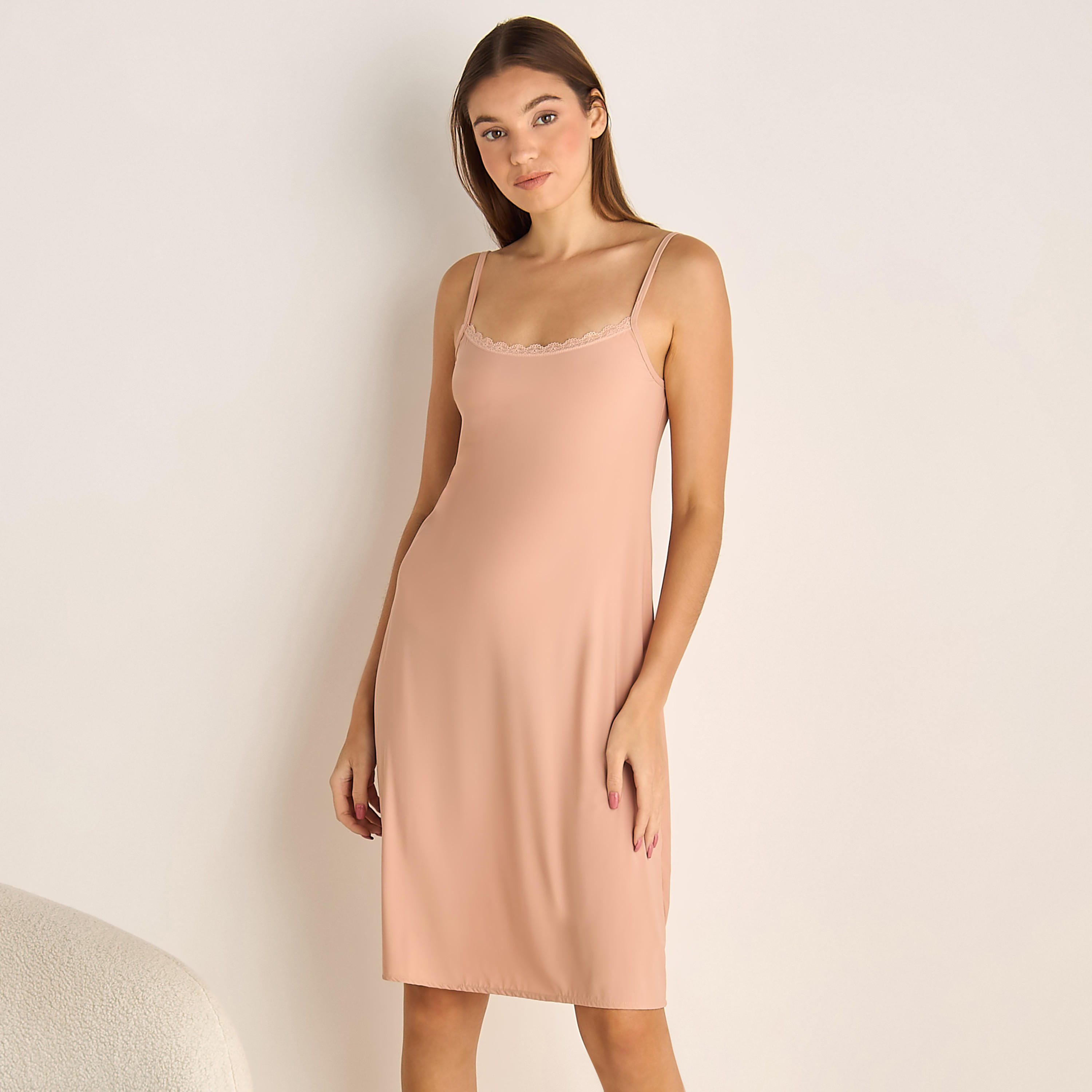 Set of 2 - Long Slip Dress Sleeveless Lace Trim-women-clothing-nightwear-nighties-image-7
