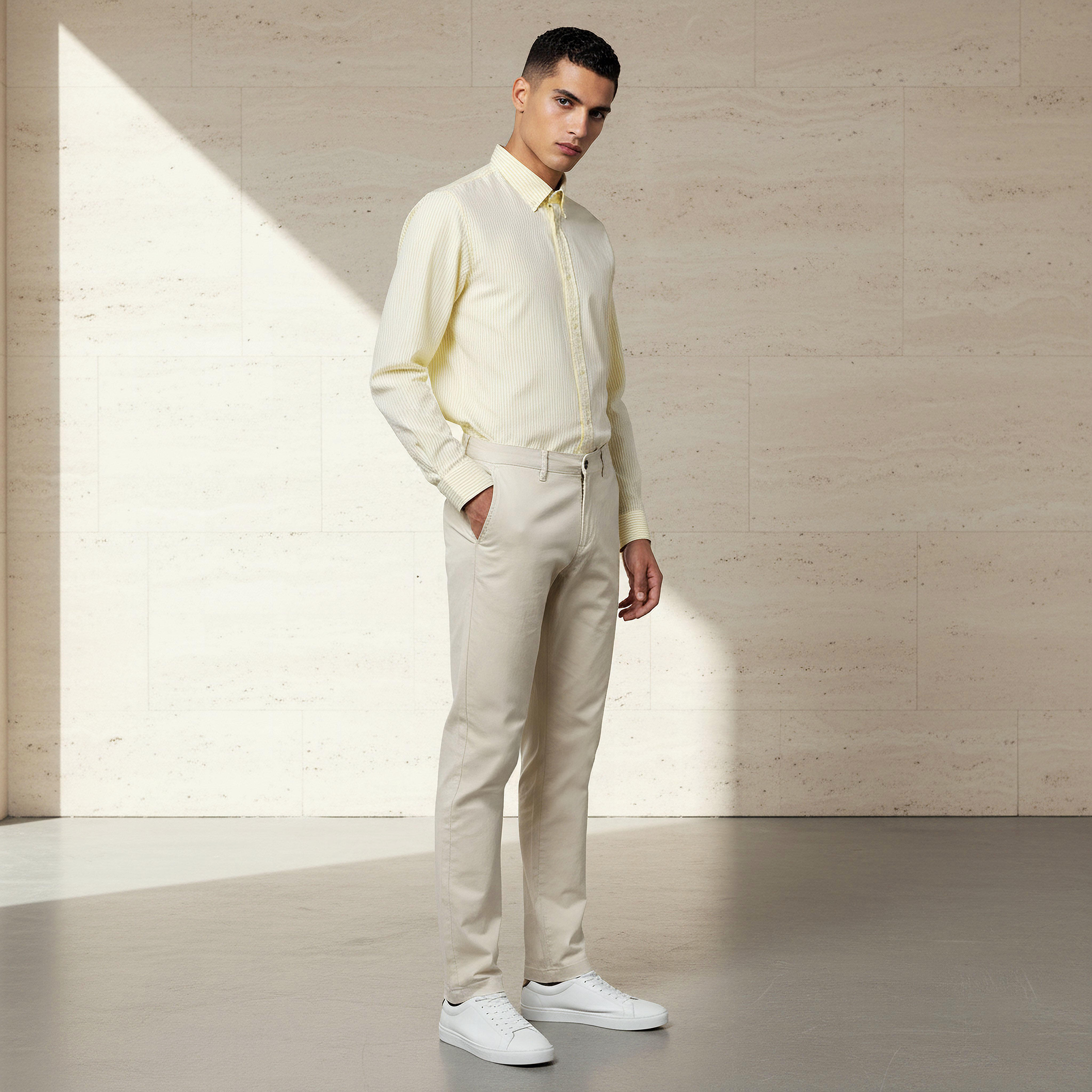 بنطلون تشينو قطن مطاطي بقصة سليم للرجال-men-clothing-bottoms-trousersandchinos-chinos-image-4