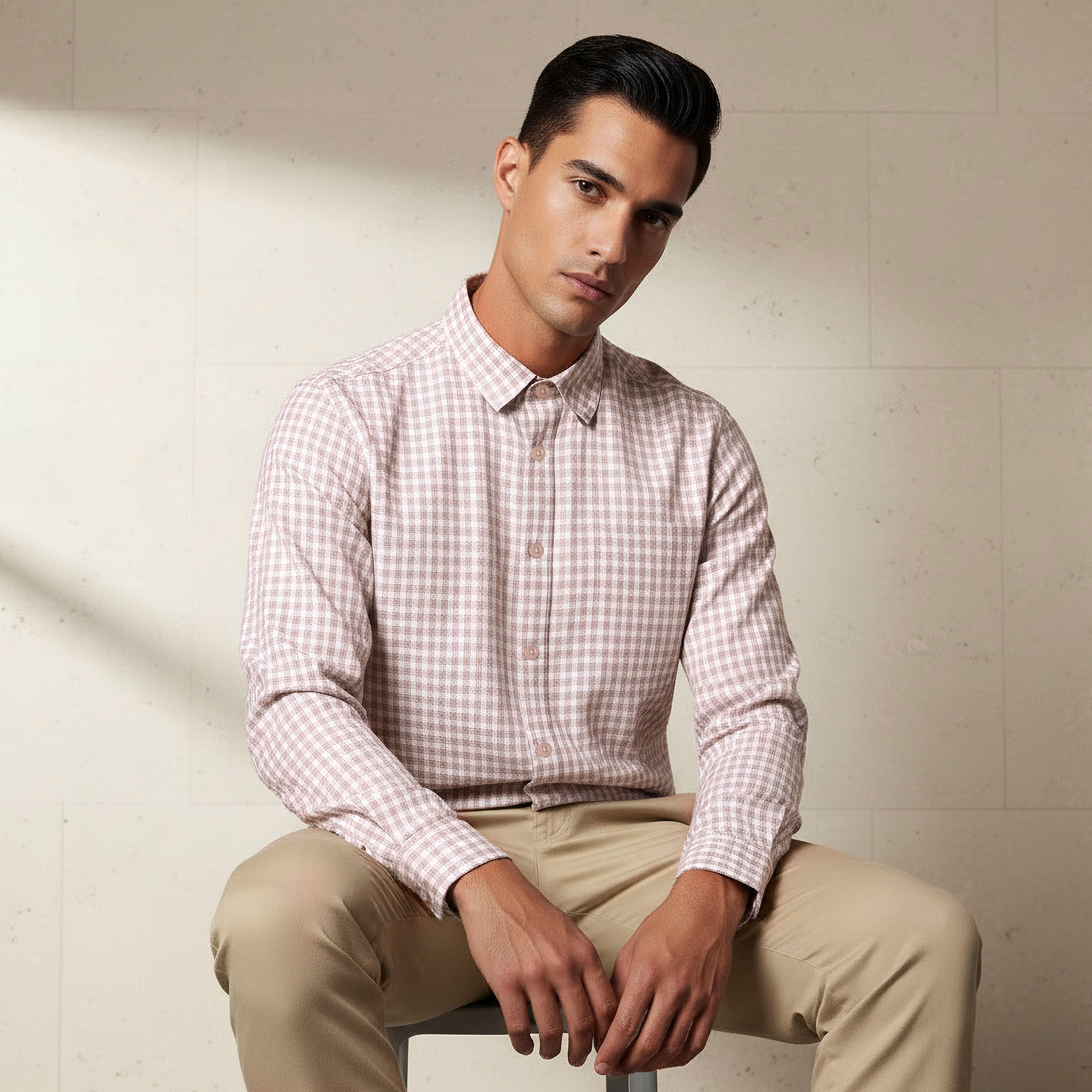 قميص رجالي كاروهات بأكمام طويلة وياقة وقصة عادية-men-clothing-shirts-image-5
