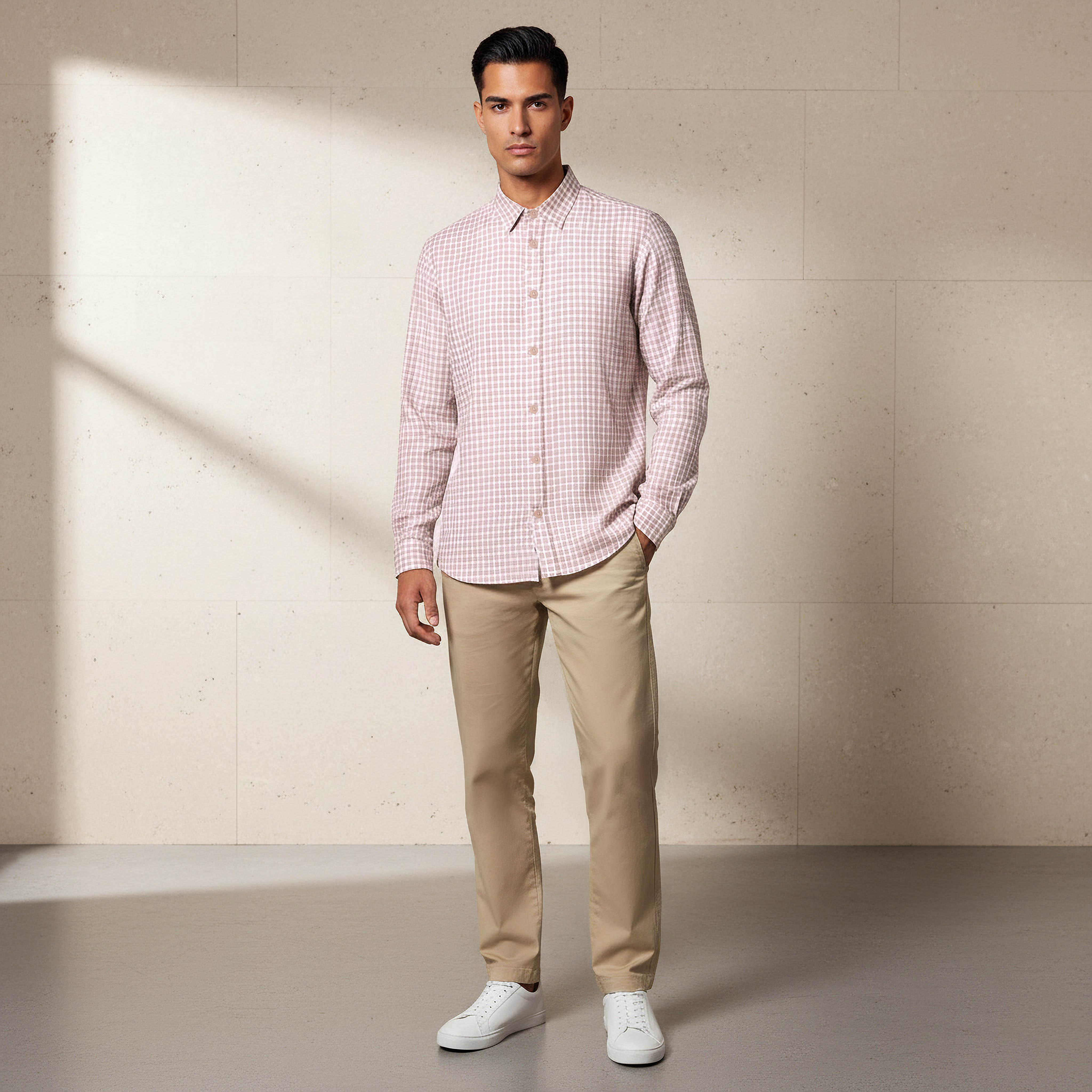 قميص رجالي كاروهات بأكمام طويلة وياقة وقصة عادية-men-clothing-shirts-image-4