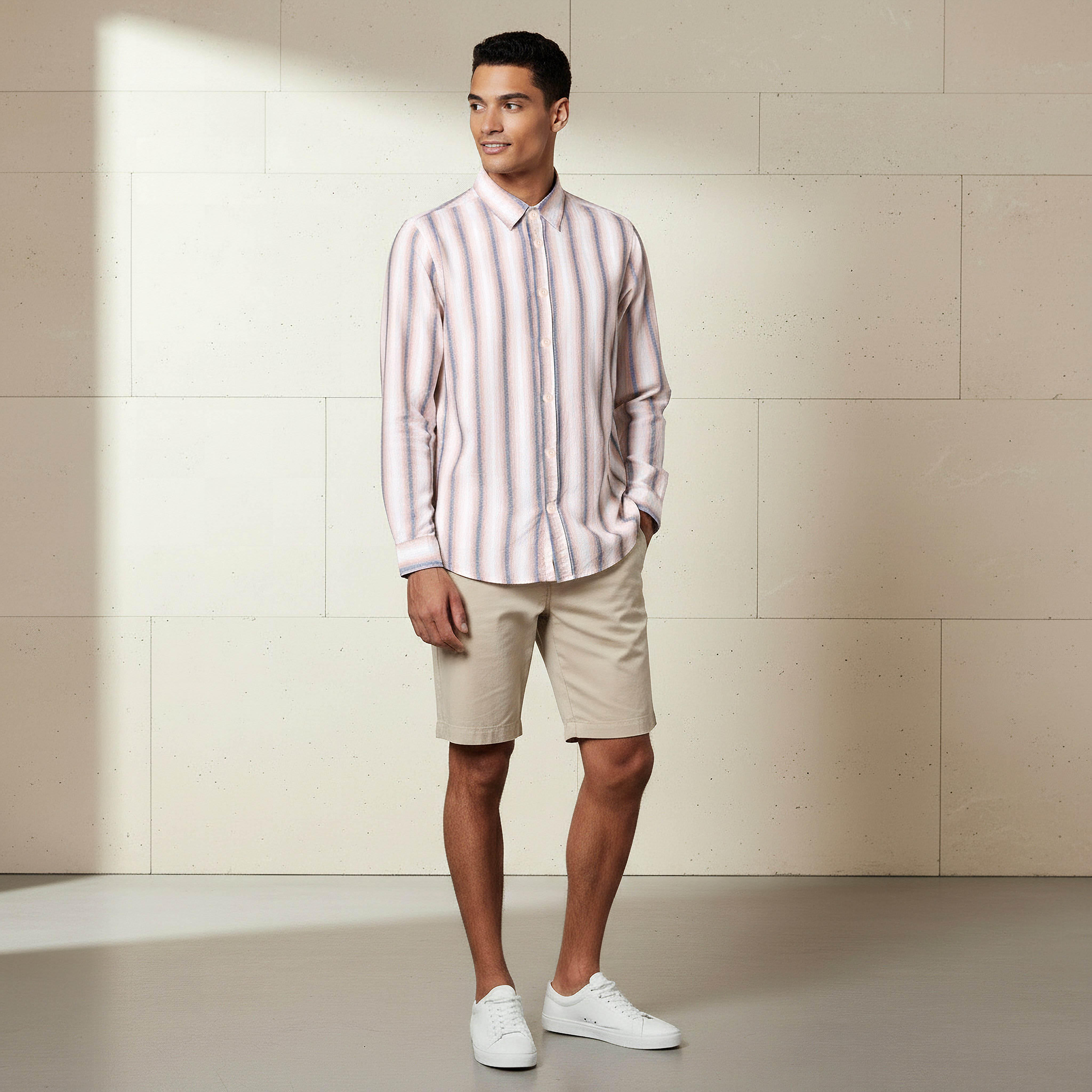قميص رجالي مخطط بياقة وقصة عادية وأكمام طويلة-men-clothing-shirts-image-2