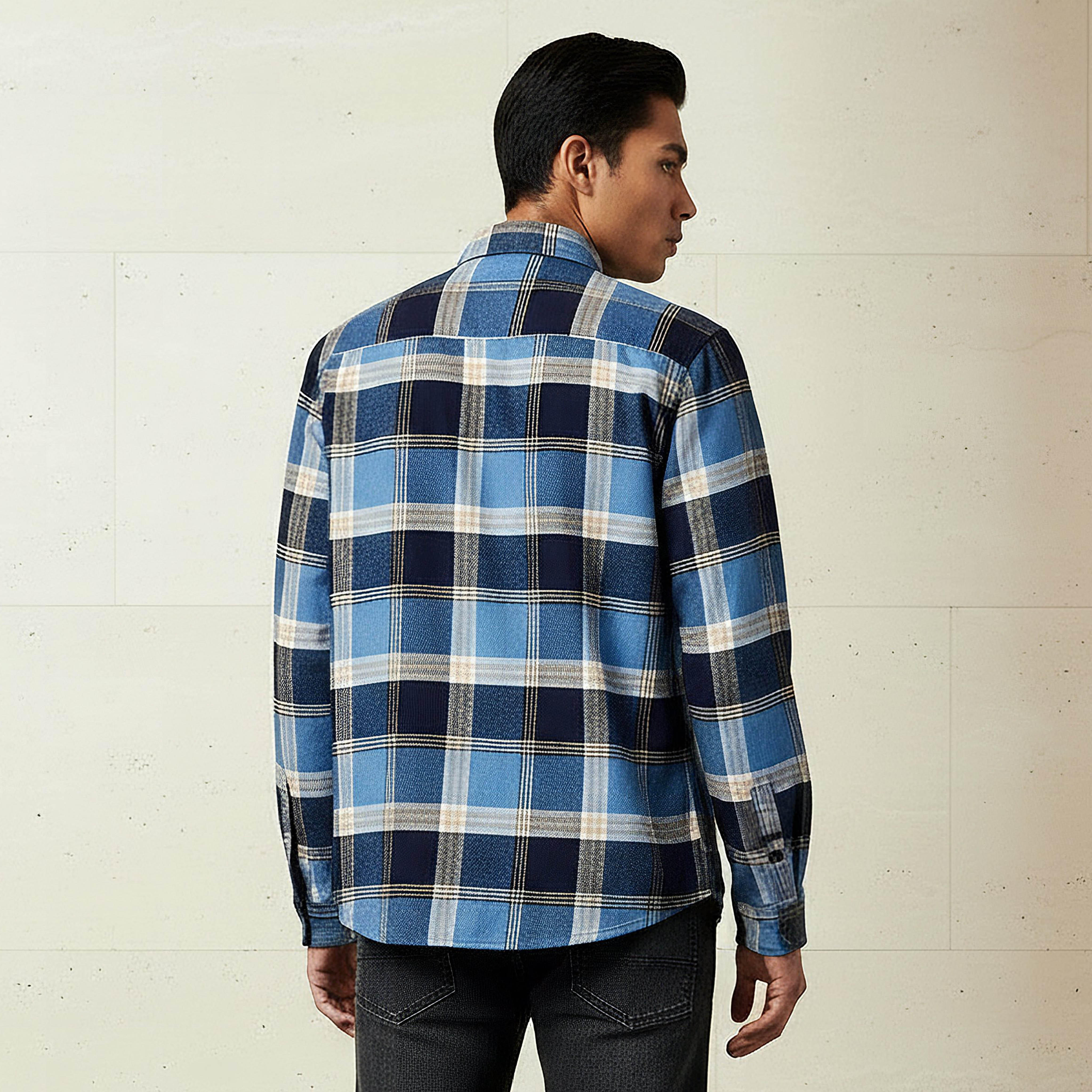 Men Regular Fit Collared Checked Long Sleeve Shirt-men-clothing-shirts-image-3
