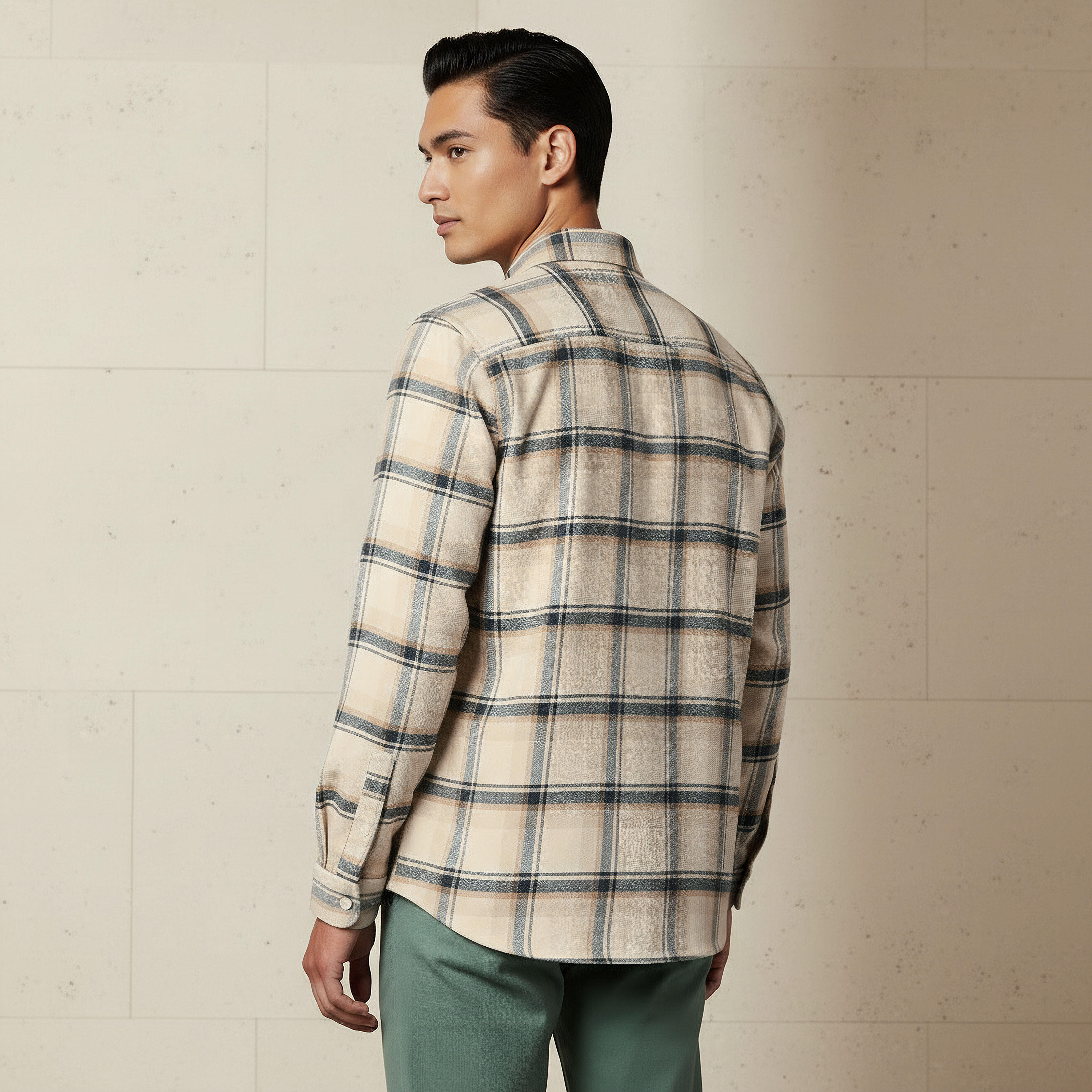قميص مربعات بقصة عادية وياقة وأكمام طويلة للرجال-men-clothing-shirts-image-3