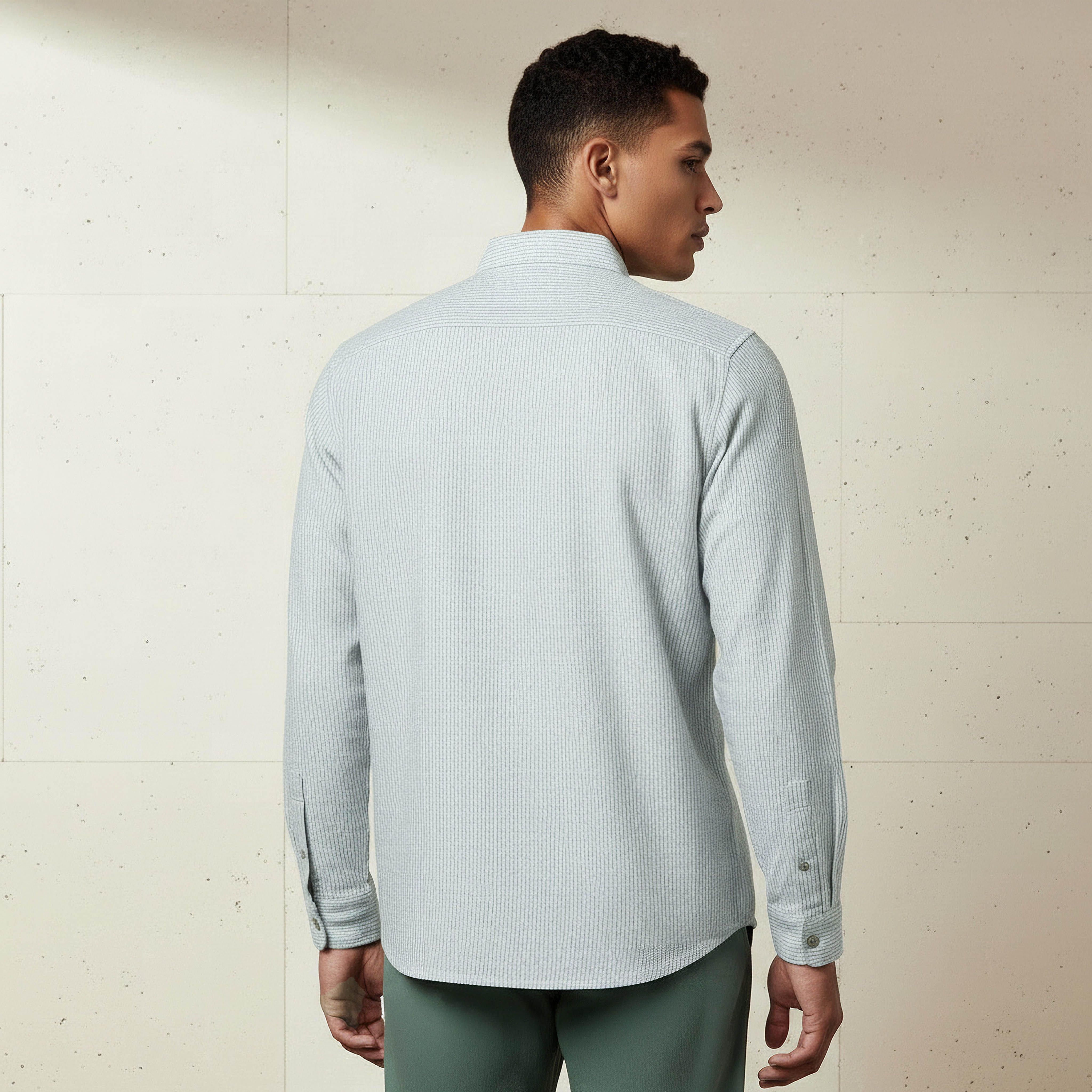 Men Regular Fit Collared Striped Long Sleeve Linen Blend Shirt-men-clothing-shirts-image-4