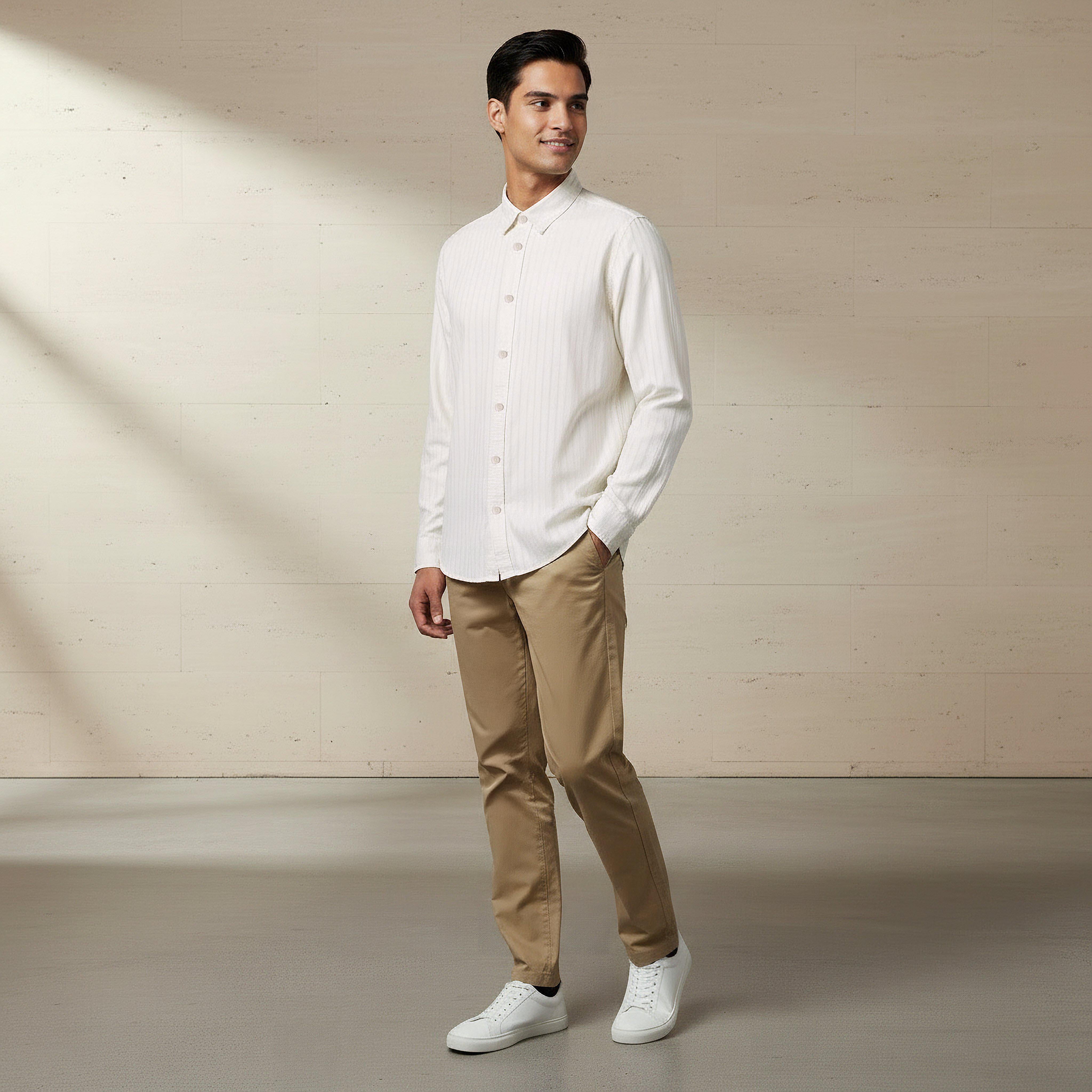 Men Regular Fit Collared Striped Long Sleeve Linen Blend Shirt-men-clothing-shirts-image-3