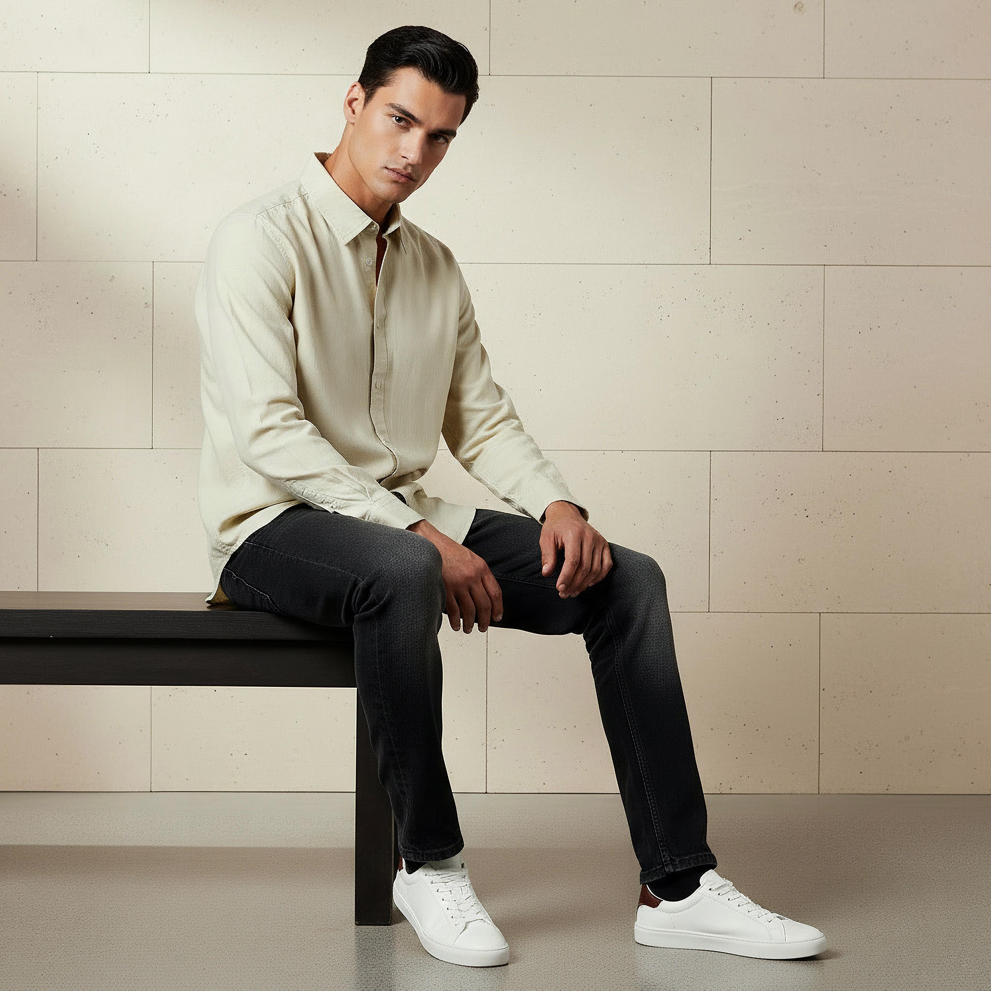 Men Regular Fit Collared Long Sleeve Shirt-men-clothing-shirts-image-2