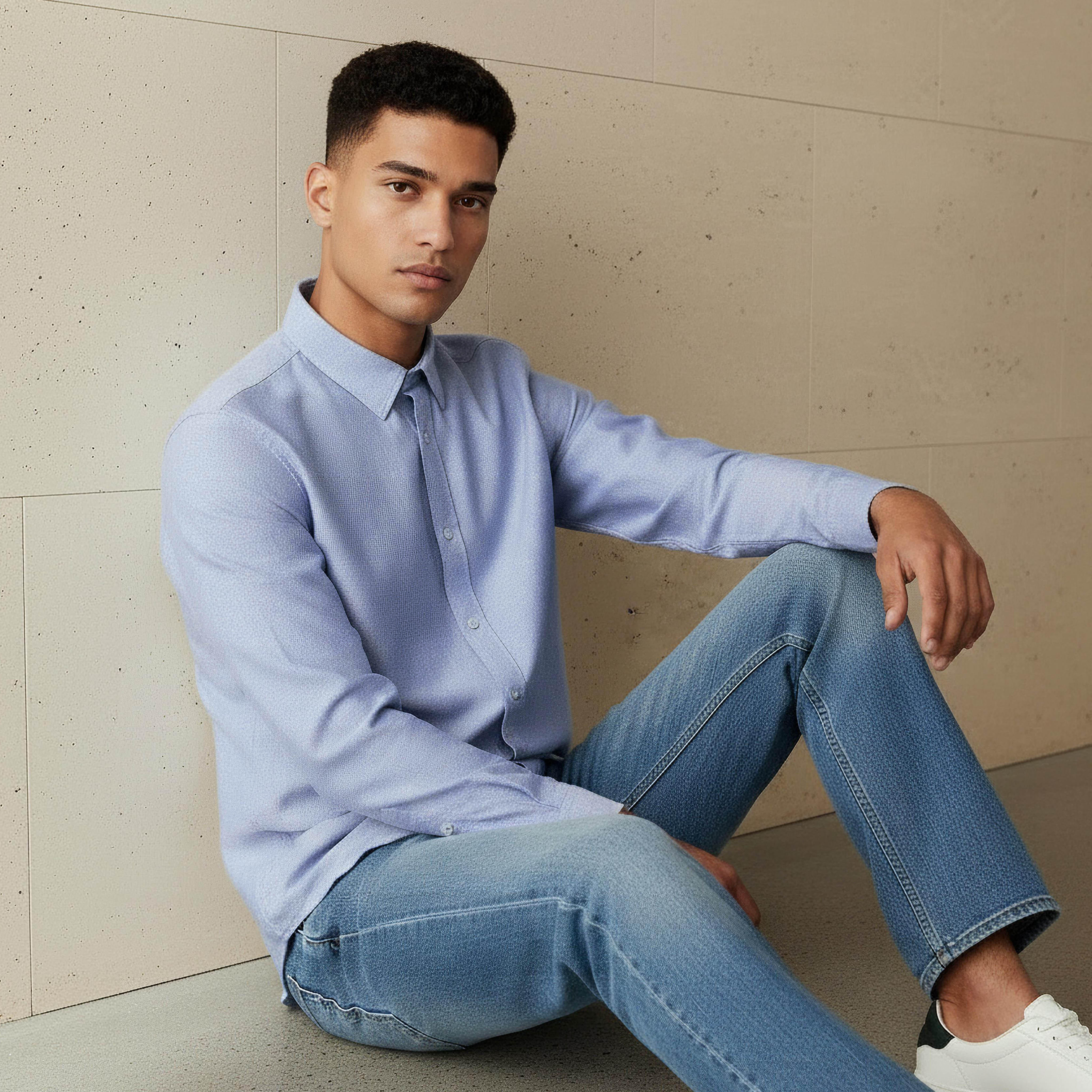 قميص بقصة عادية وياقة وأكمام طويلة للرجال-men-clothing-shirts-image-5