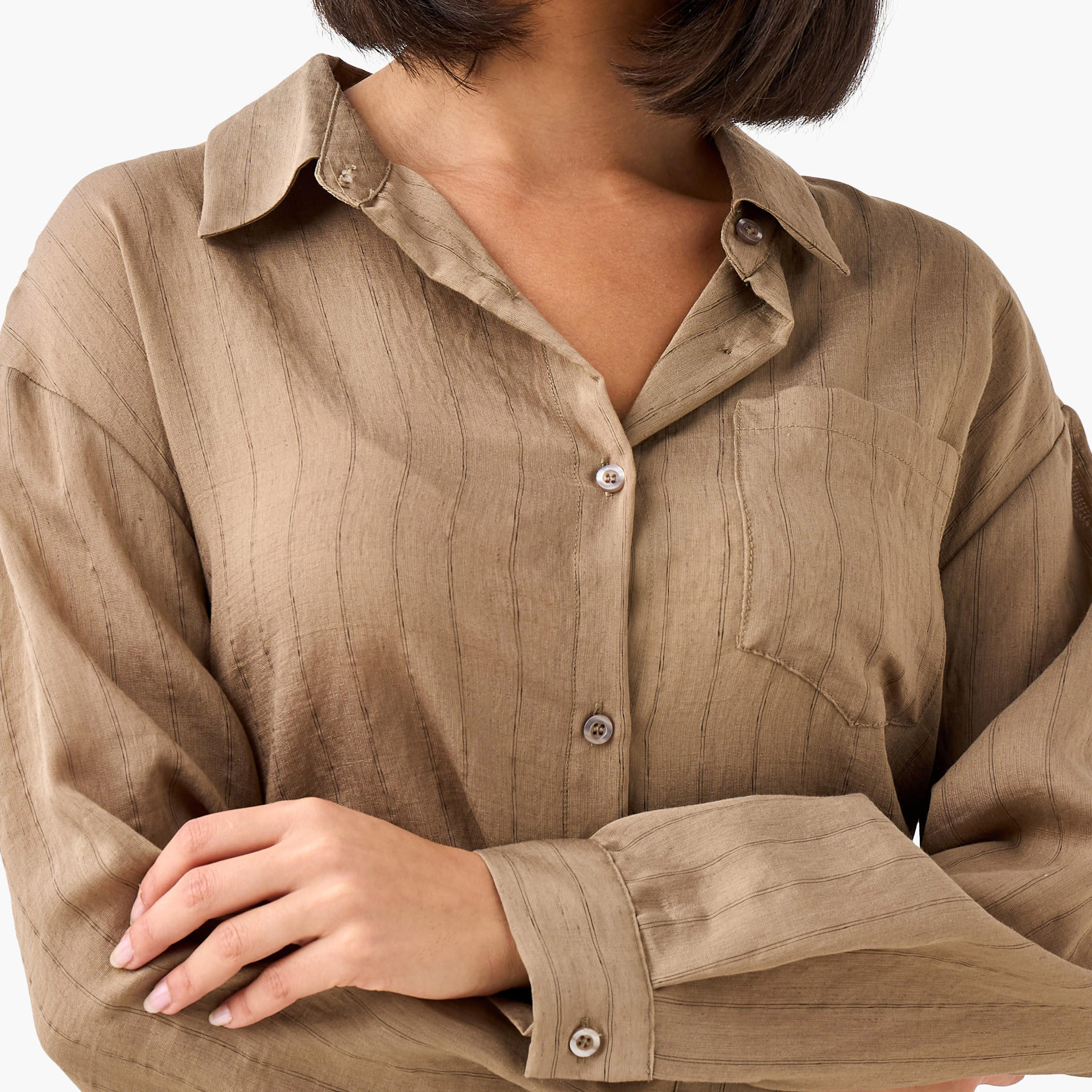 قميص طويل مخطّط بطول غير متساوي-women-clothing-shirtsandblouses-shirts-image-2