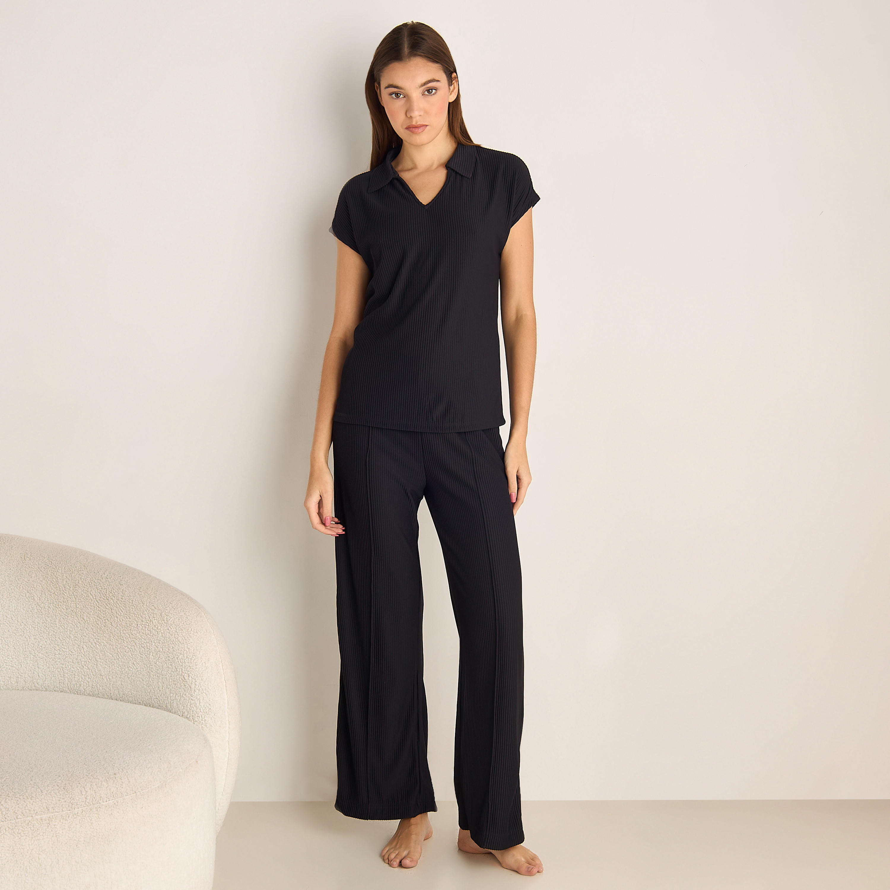 Textured Knit Top and Bottom Co-ord set-women-clothing-coordsets-image-2