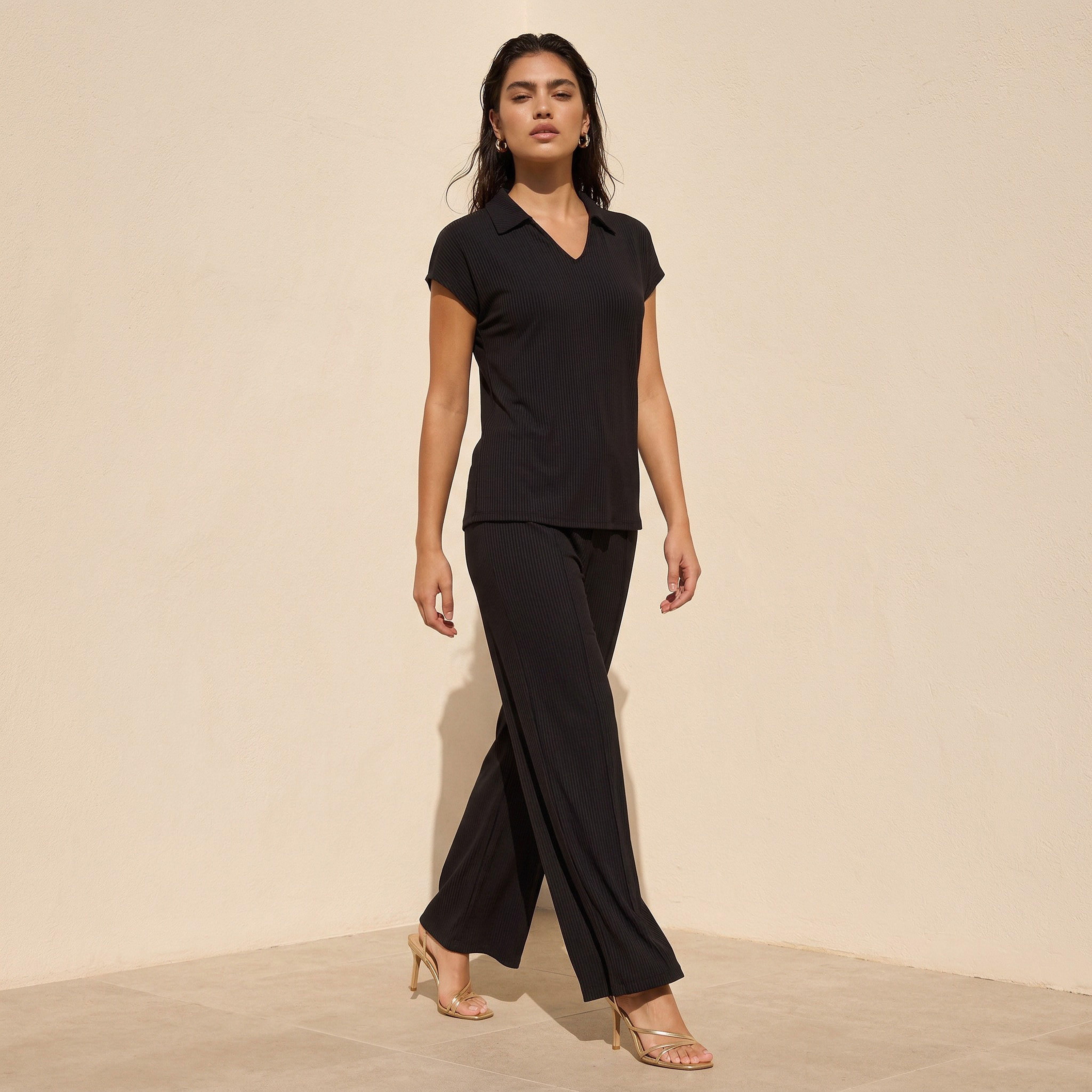 Textured Knit Top and Bottom Co-ord set-women-clothing-coordsets-image-1