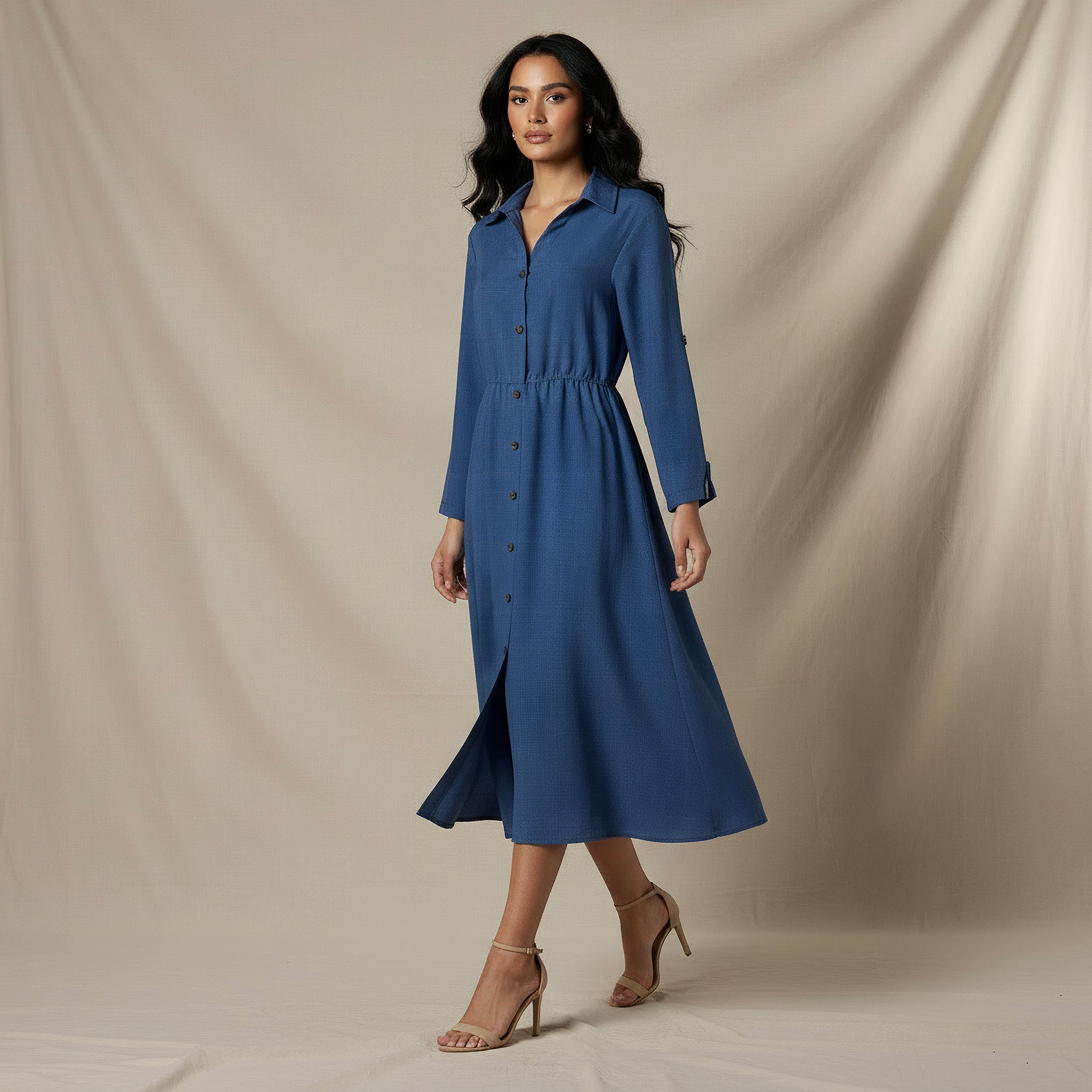 Midi Linen Shirt Dress with 3/4 Sleeves-PROMO_SP_AE_2FOR169_110625-image-5