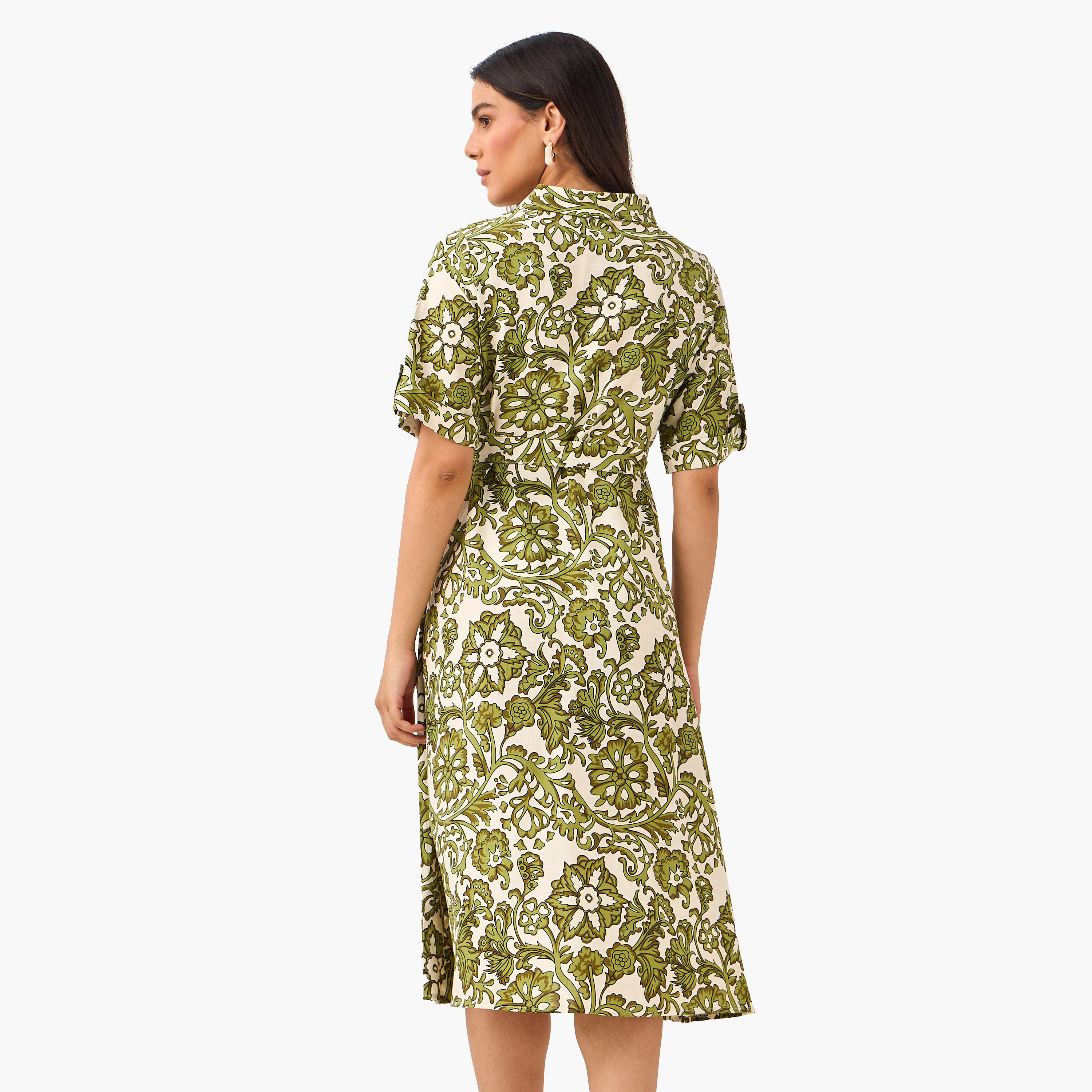 Belted Midi Shirt Dress with Printed Design-women-clothing-dresses-image-5