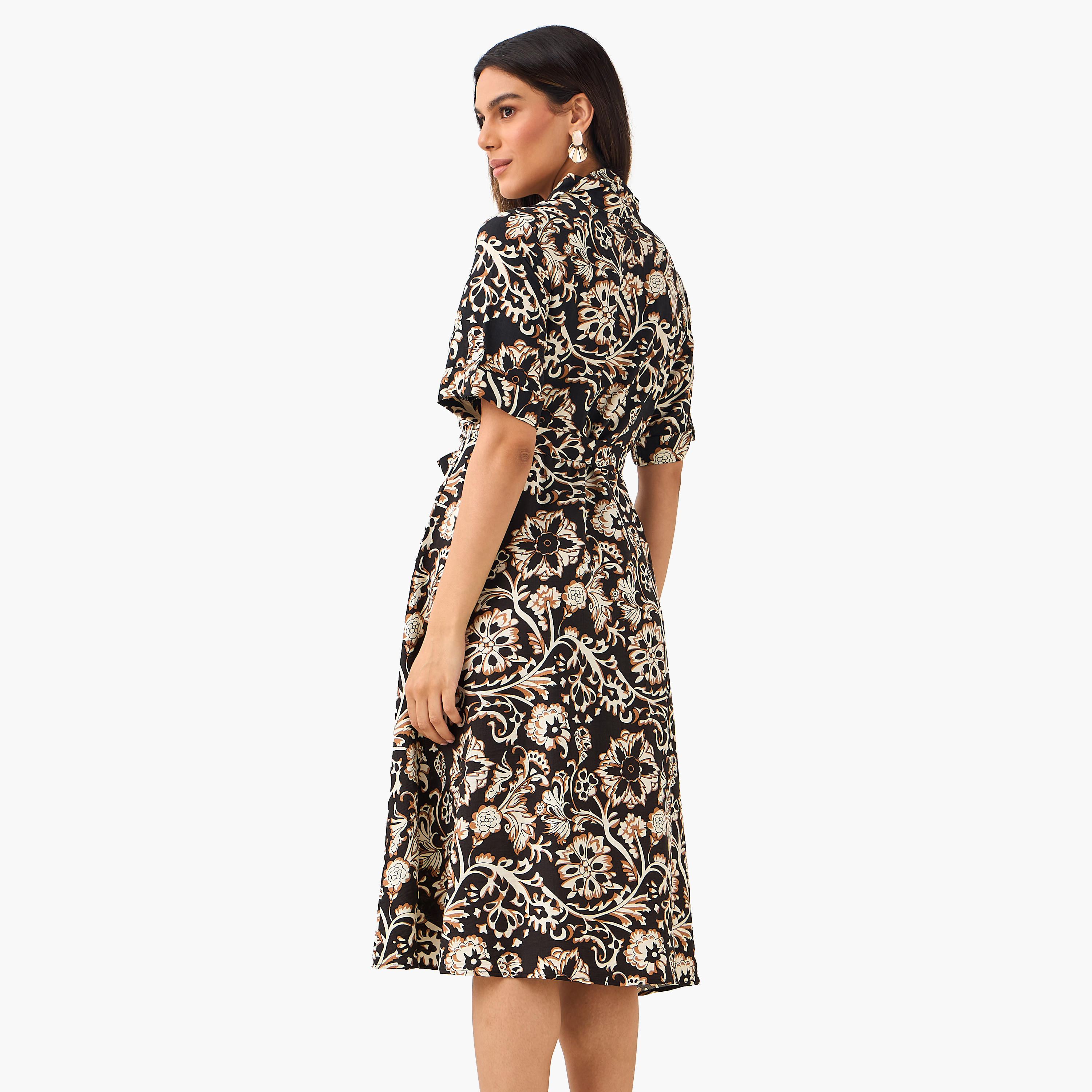 Belted Midi Shirt Dress with Printed Design-women-clothing-dresses-image-5