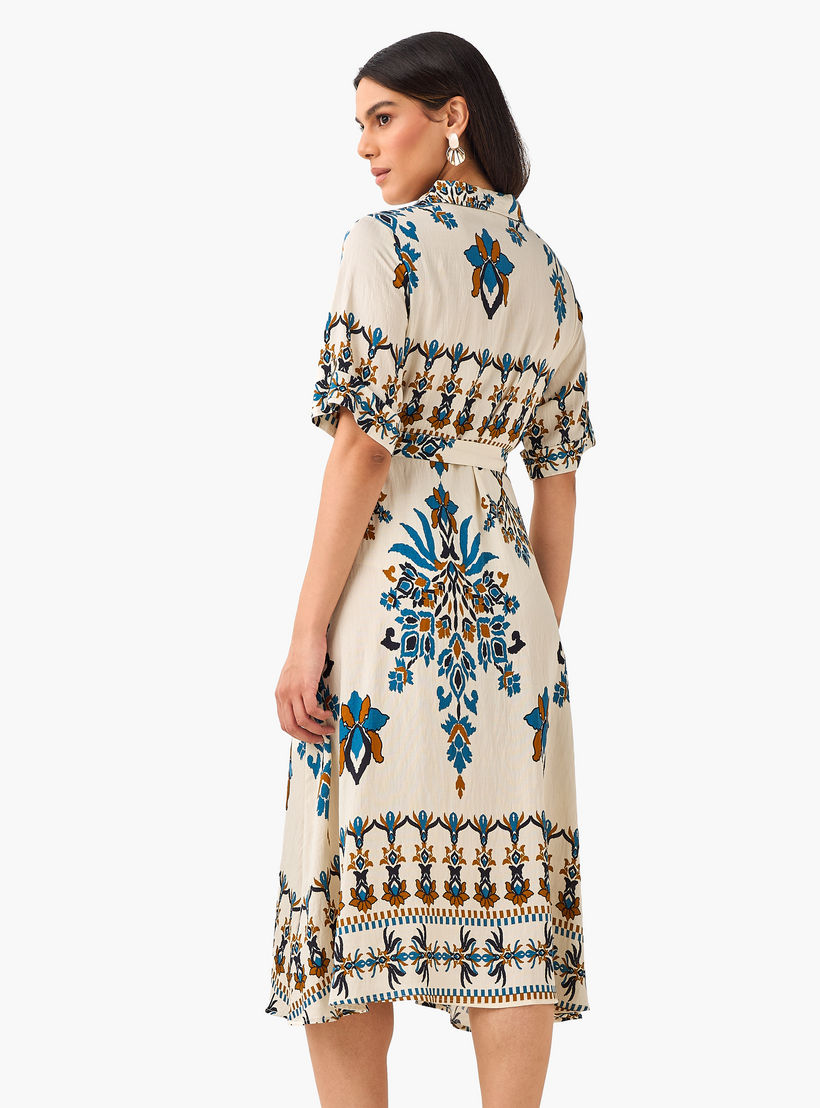 Belted Midi Shirt Dress with Printed Design-women-clothing-dresses-image-5